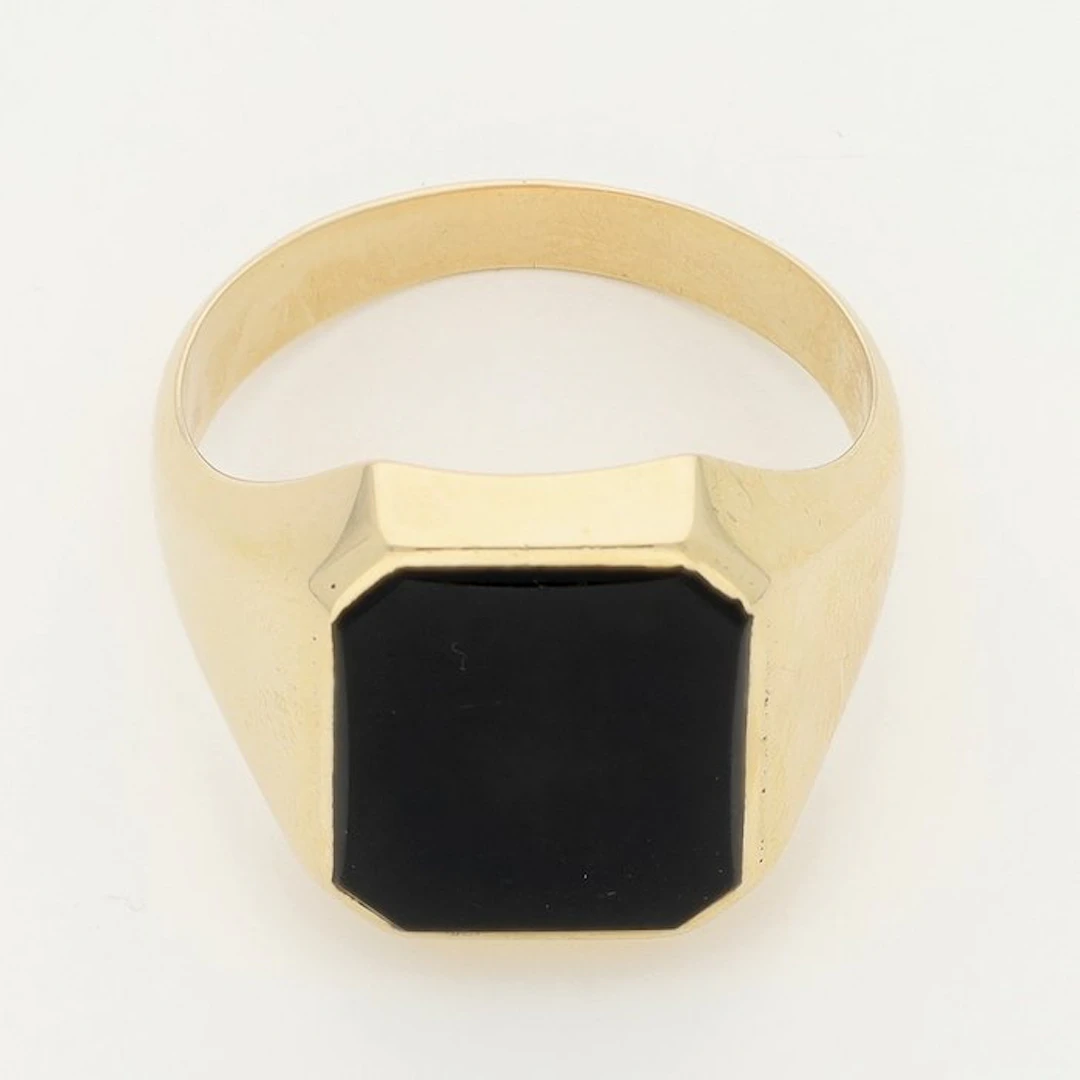 Ring - 14 kt. Yellow gold - Onyx