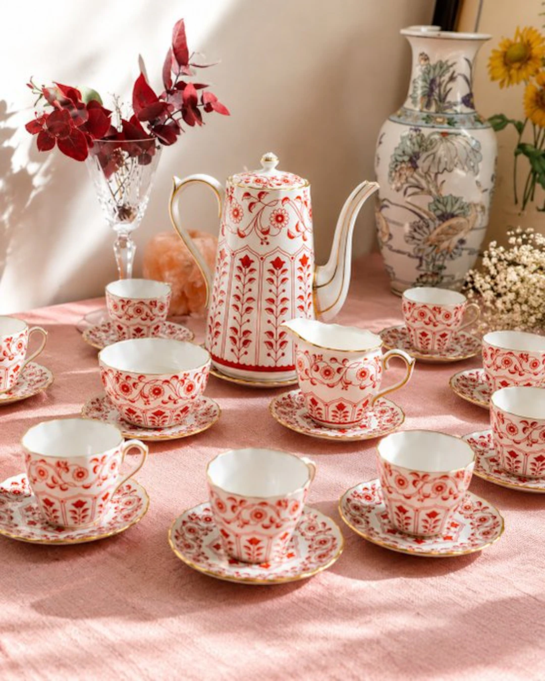 ROYAL CROWN DERBY - Coffee service (13) - Rougemont - Porcelain