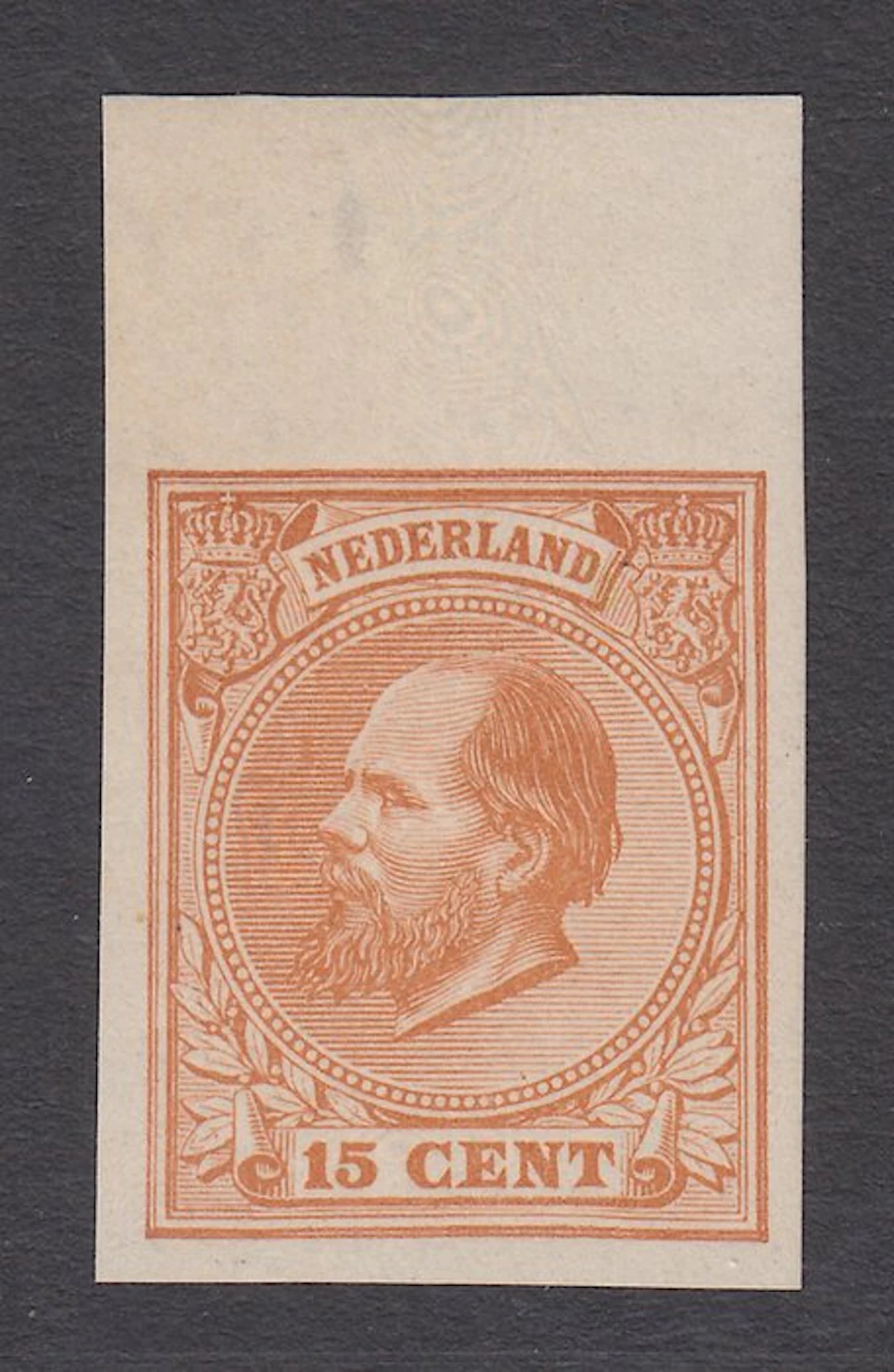 Netherlands 1872 - King William III, uncut edge piece - NVPH 23v