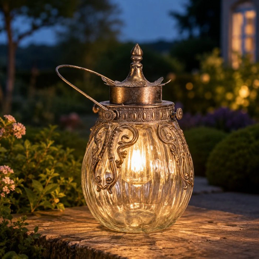 Lantern - Metal, Glass - Includes lightbulb