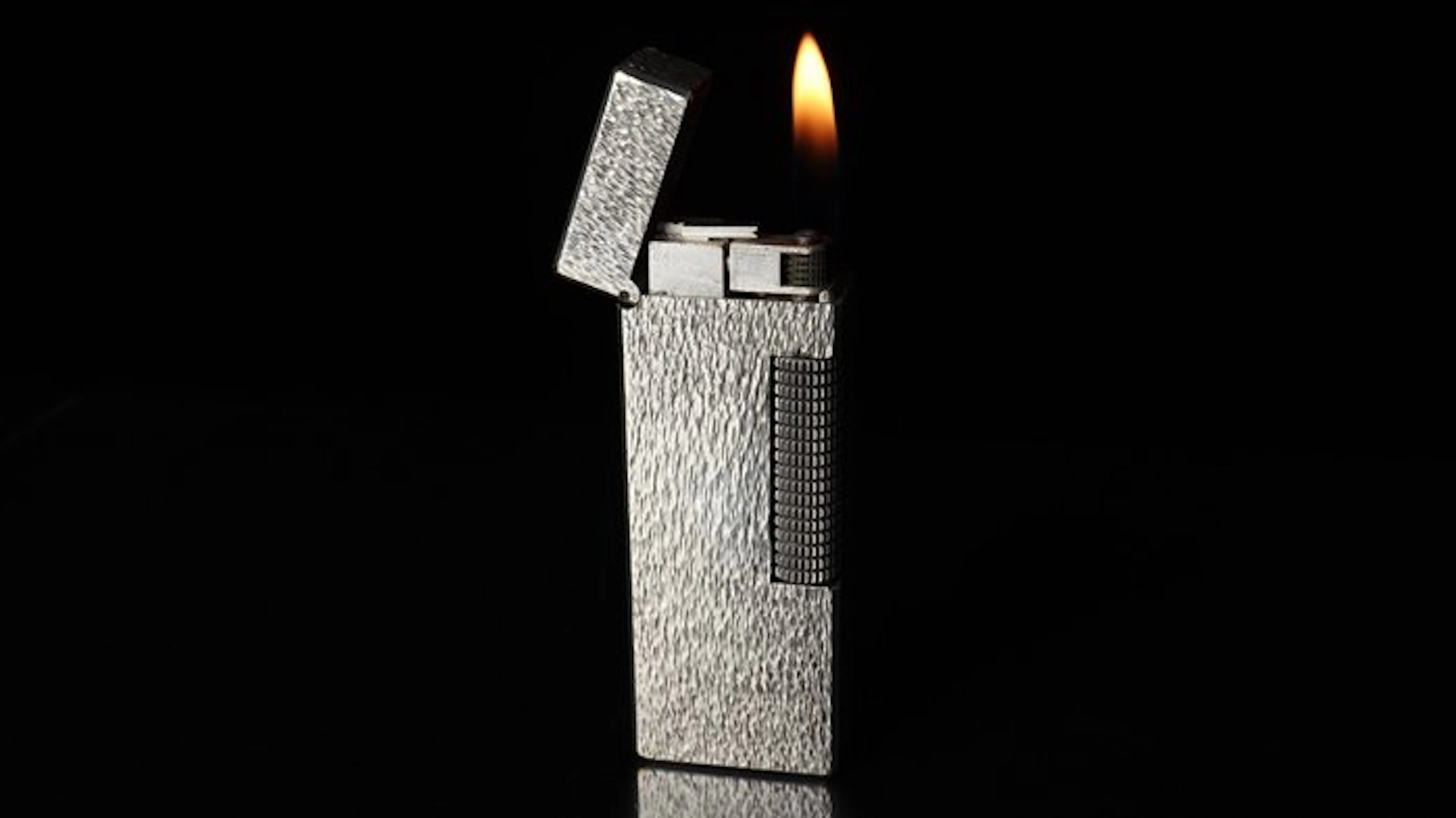 Dunill - Fine Bark Pattern Rollagas Lighter - Lighter - Silver plated