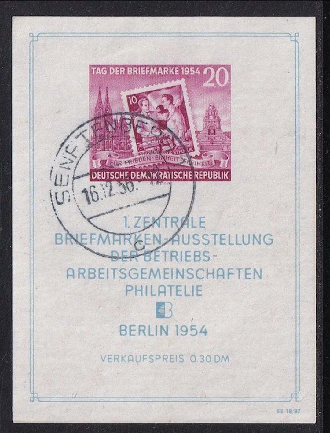 GDR 1954 - Block Issue: First Central Stamp Exhibition of...