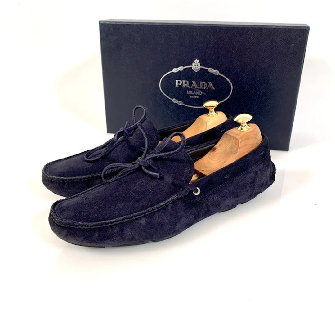 Prada Mocassin Suede Navy Blue 2D 2276 UK 7.5 - Moccasins - Size: EU 41.5