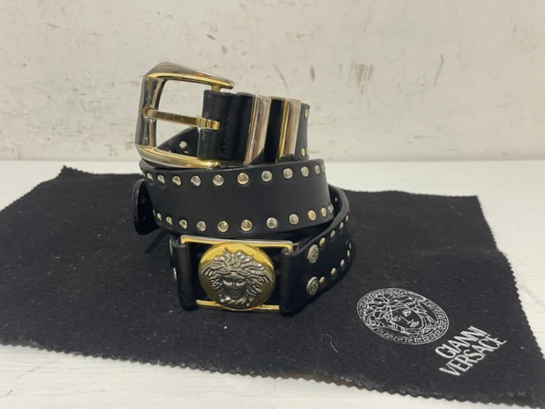 Gianni Versace - Iconic Belt Medusa con Borchie - Leather Vintage Belt - Belt
