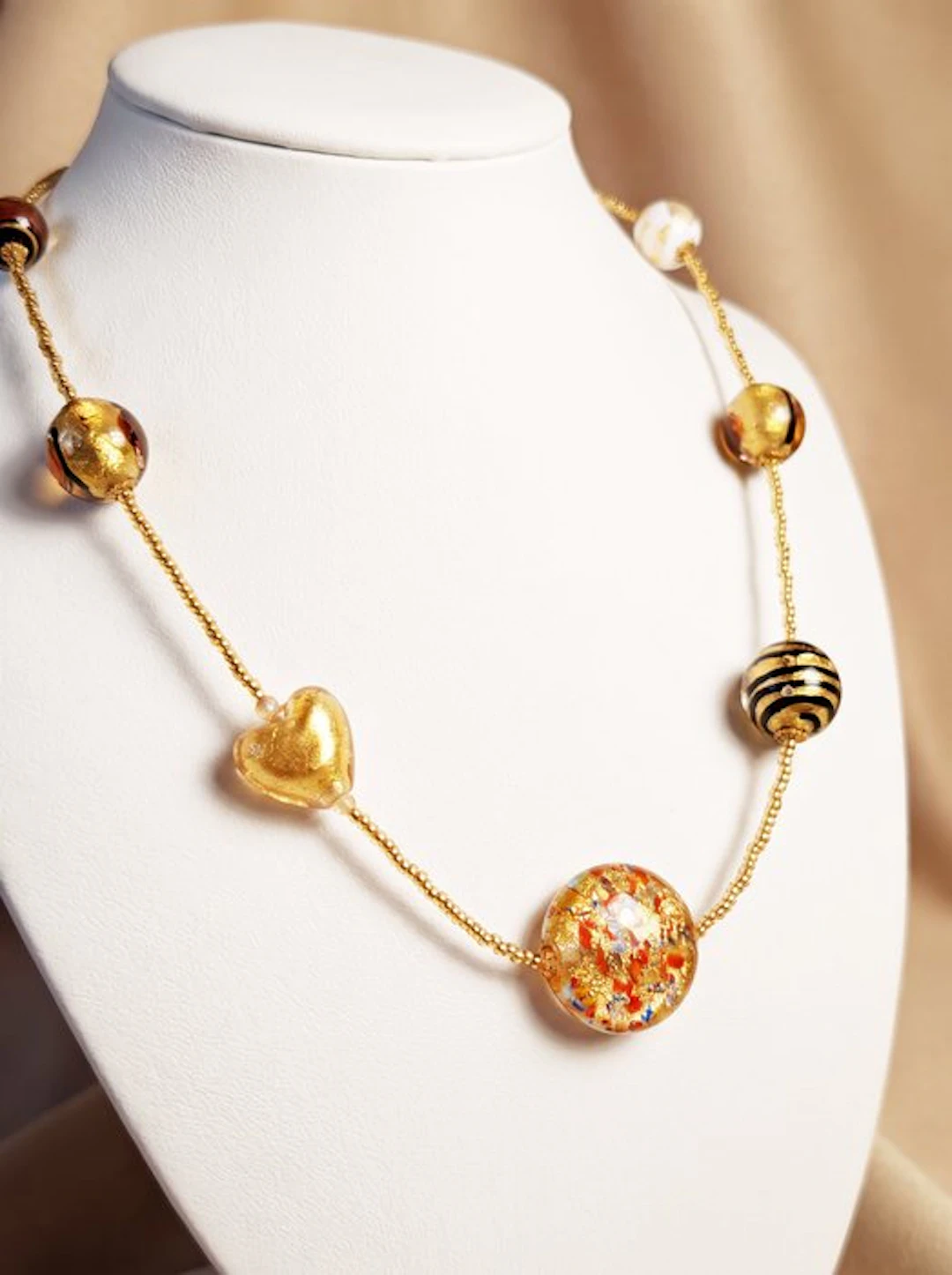 Murano glass - Necklace - 24 kt gold, Murrine