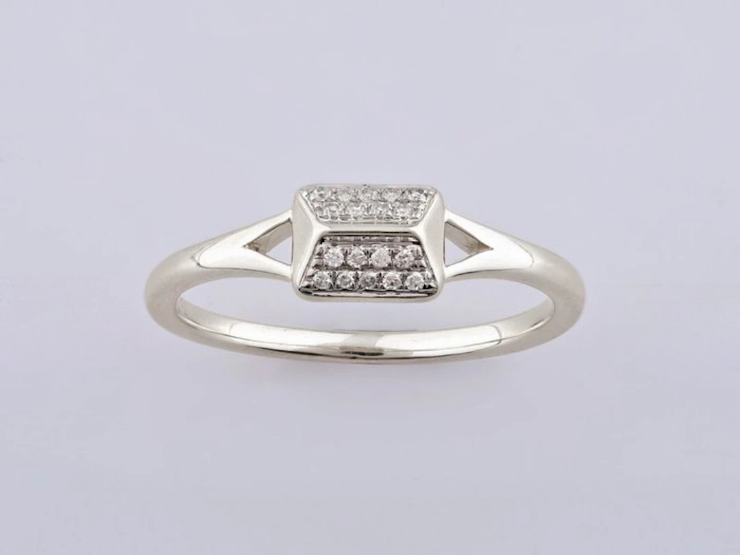 No reserve price - Ring - 14 kt. White gold - 0.05ct. tw. Diamond (Natural)