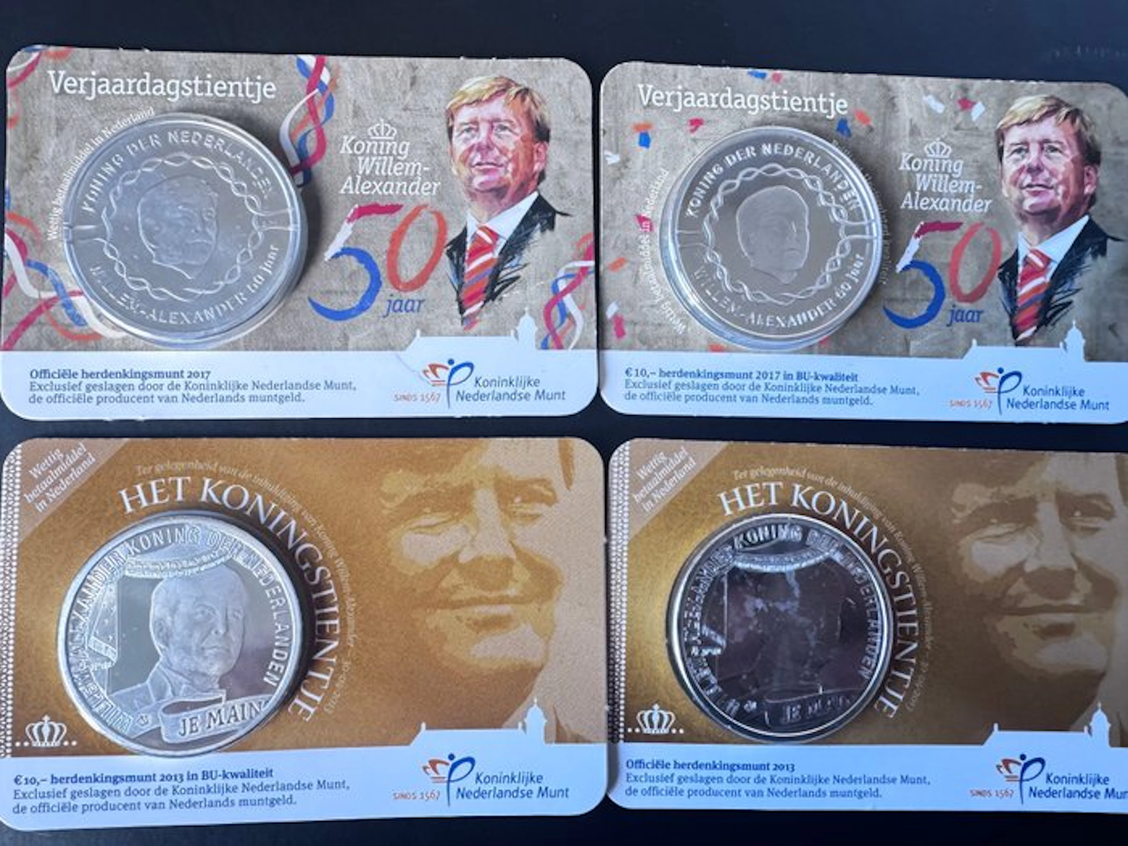 Netherlands. 10 Euro 2013/2017 (4 coincards) (No reserve price)