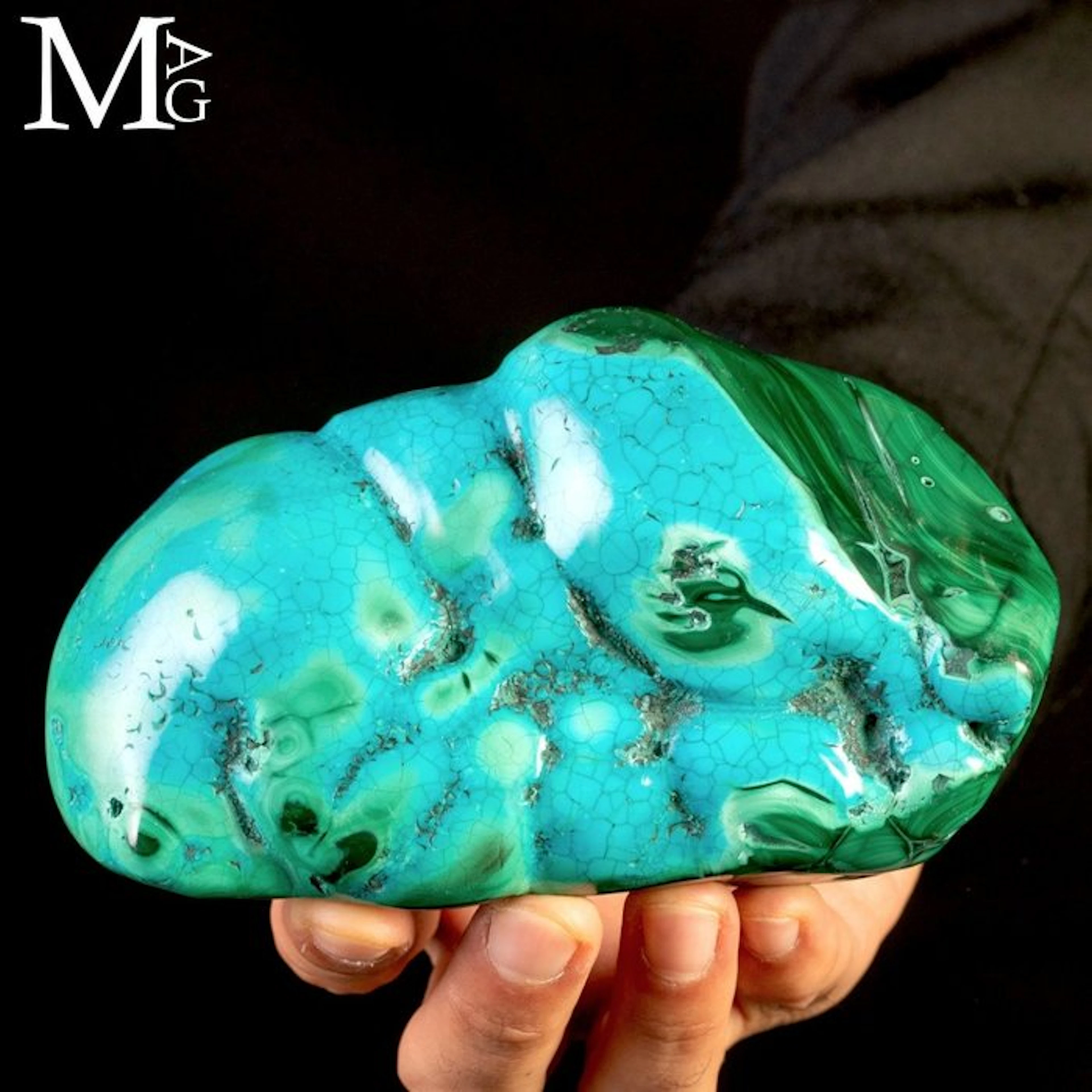 Vivid Azure Chrysocolla with Intricate Patterns Malachite...