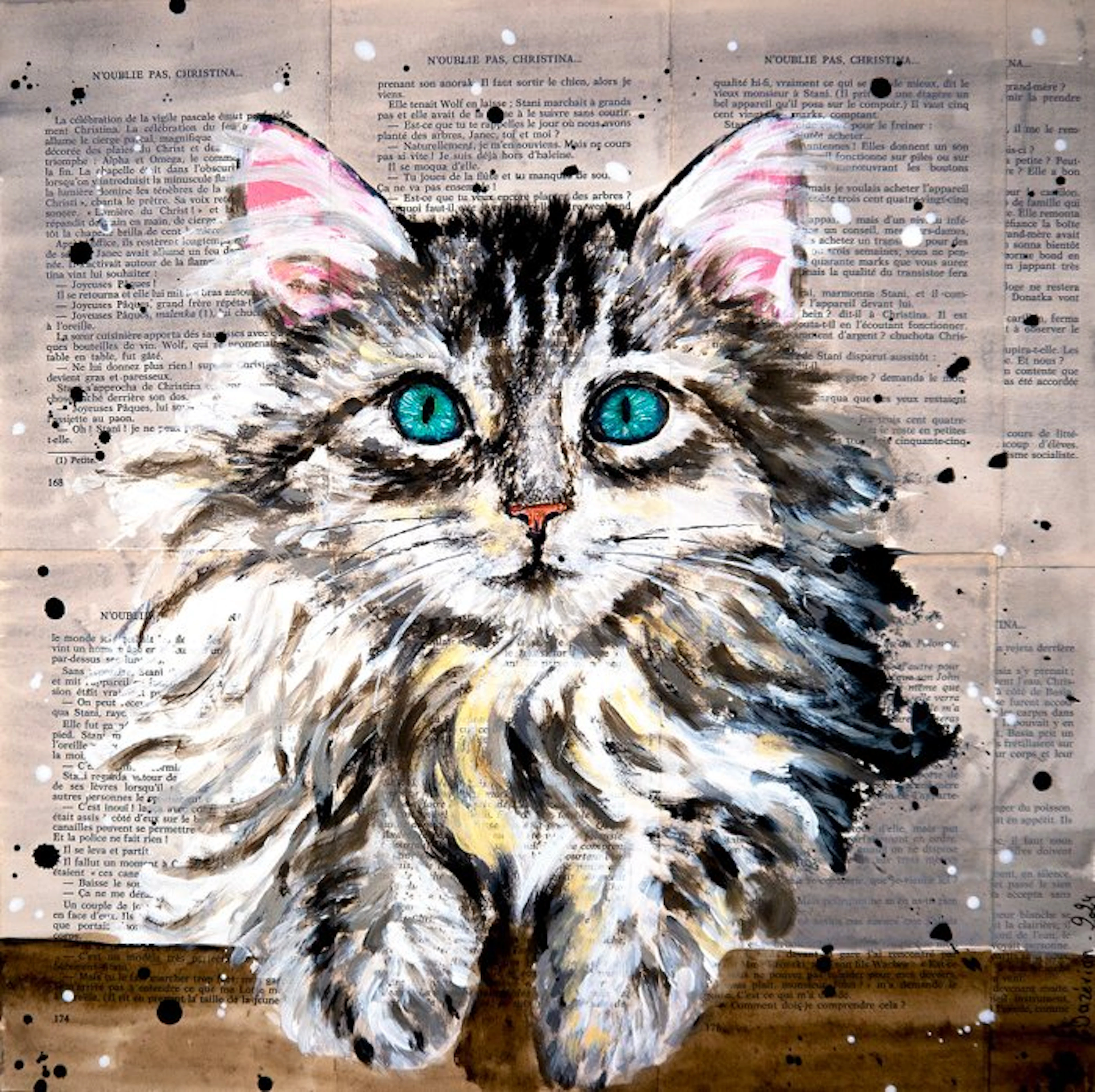 Bazévian DelaCapucinière - Portrait Siberian Cat - chat Sibérien READY TO HANG