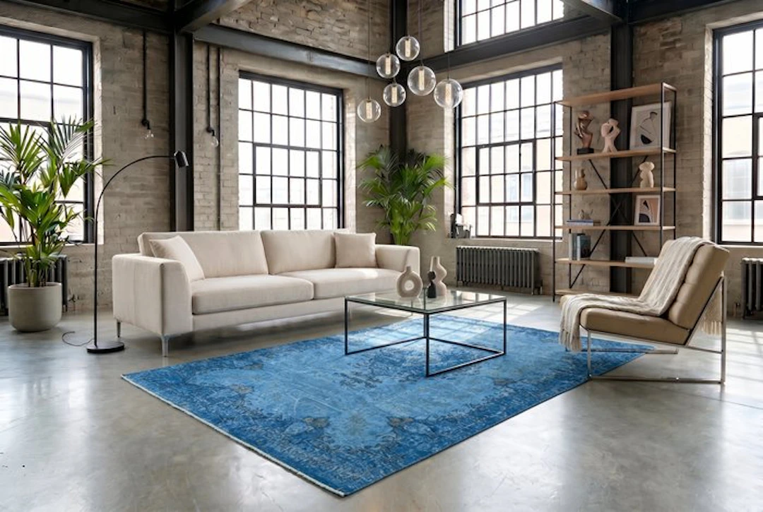 Blue designer vintage - Rug - 260 cm - 165 cm - √ handmade √ certificate
