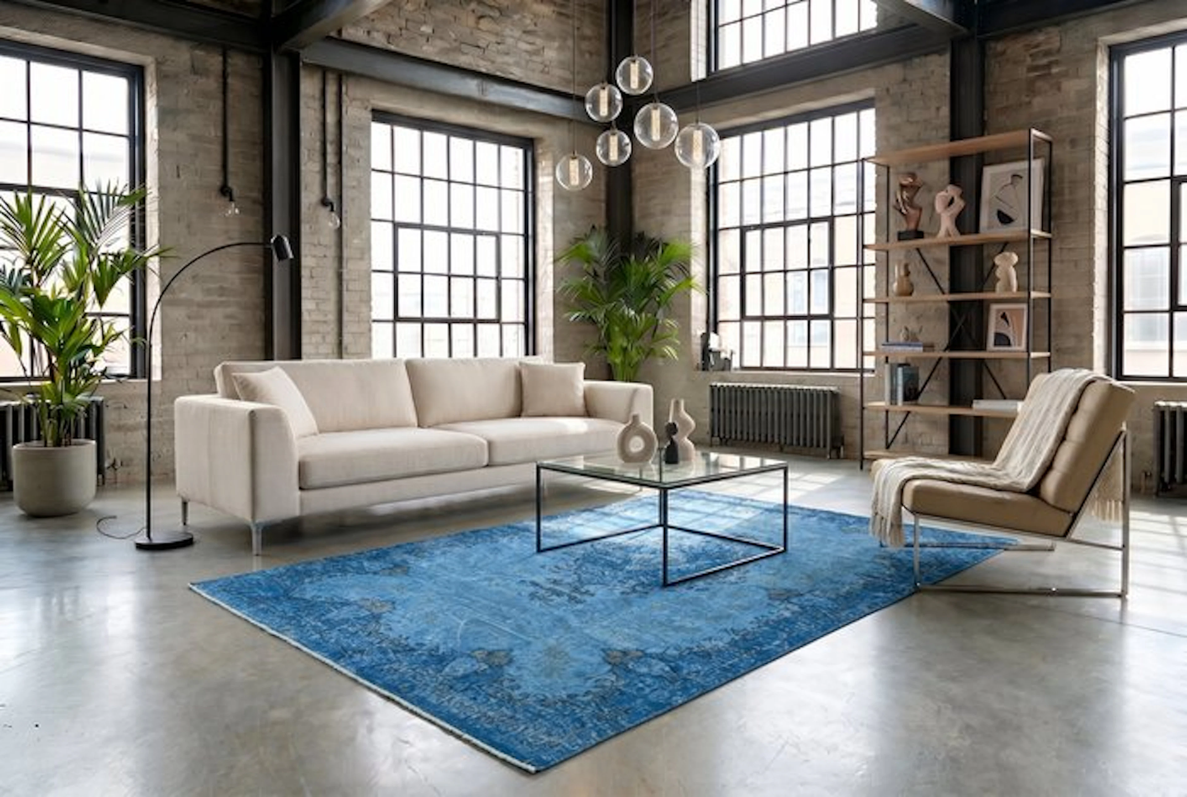 Blue designer vintage - Rug - 260 cm - 165 cm - √ handmade √ certificate