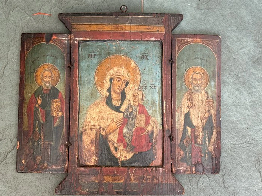 Icon - Mother of God Hodegetria, Triptych - Wood