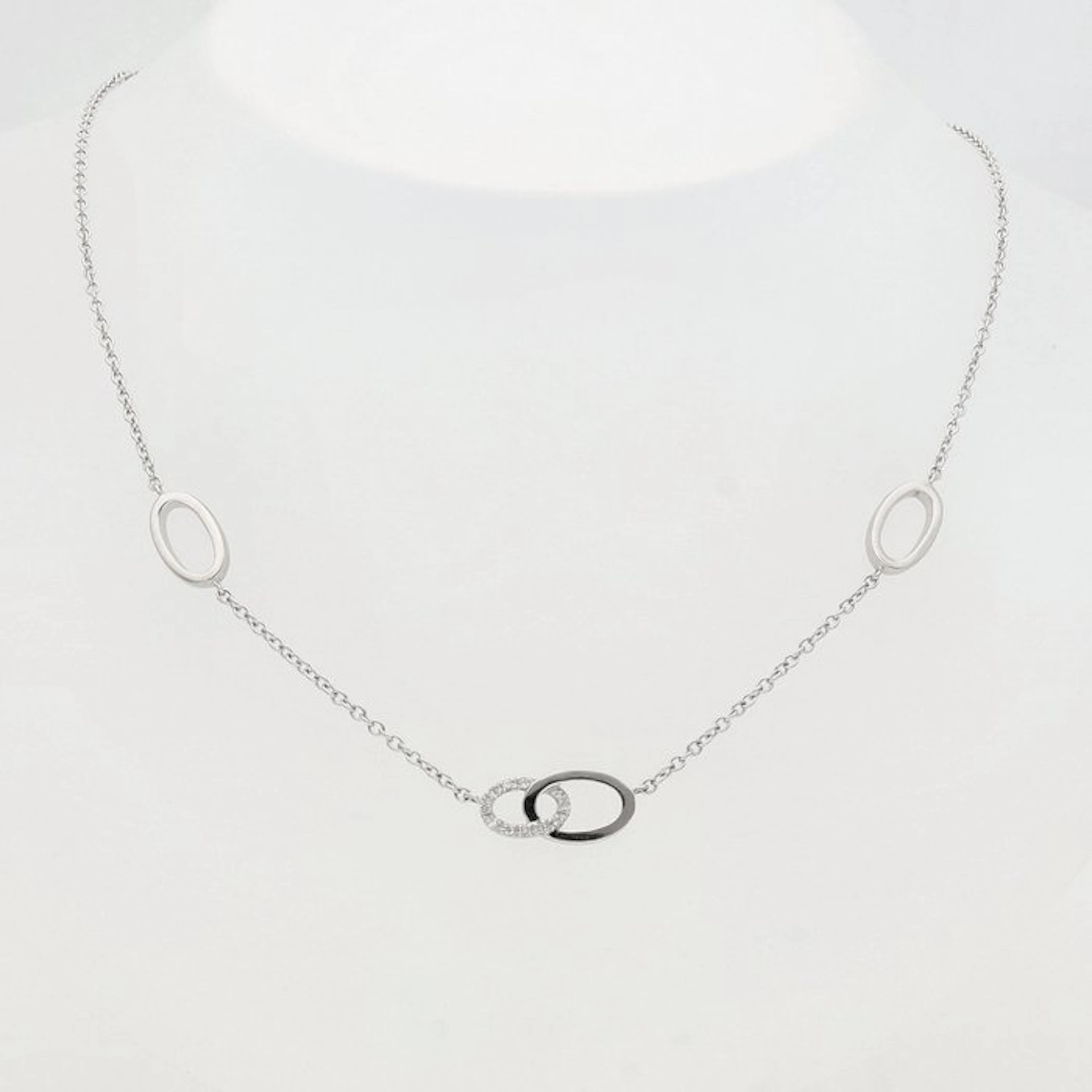 Necklace with pendant - 18 kt. White gold - Diamond single cut