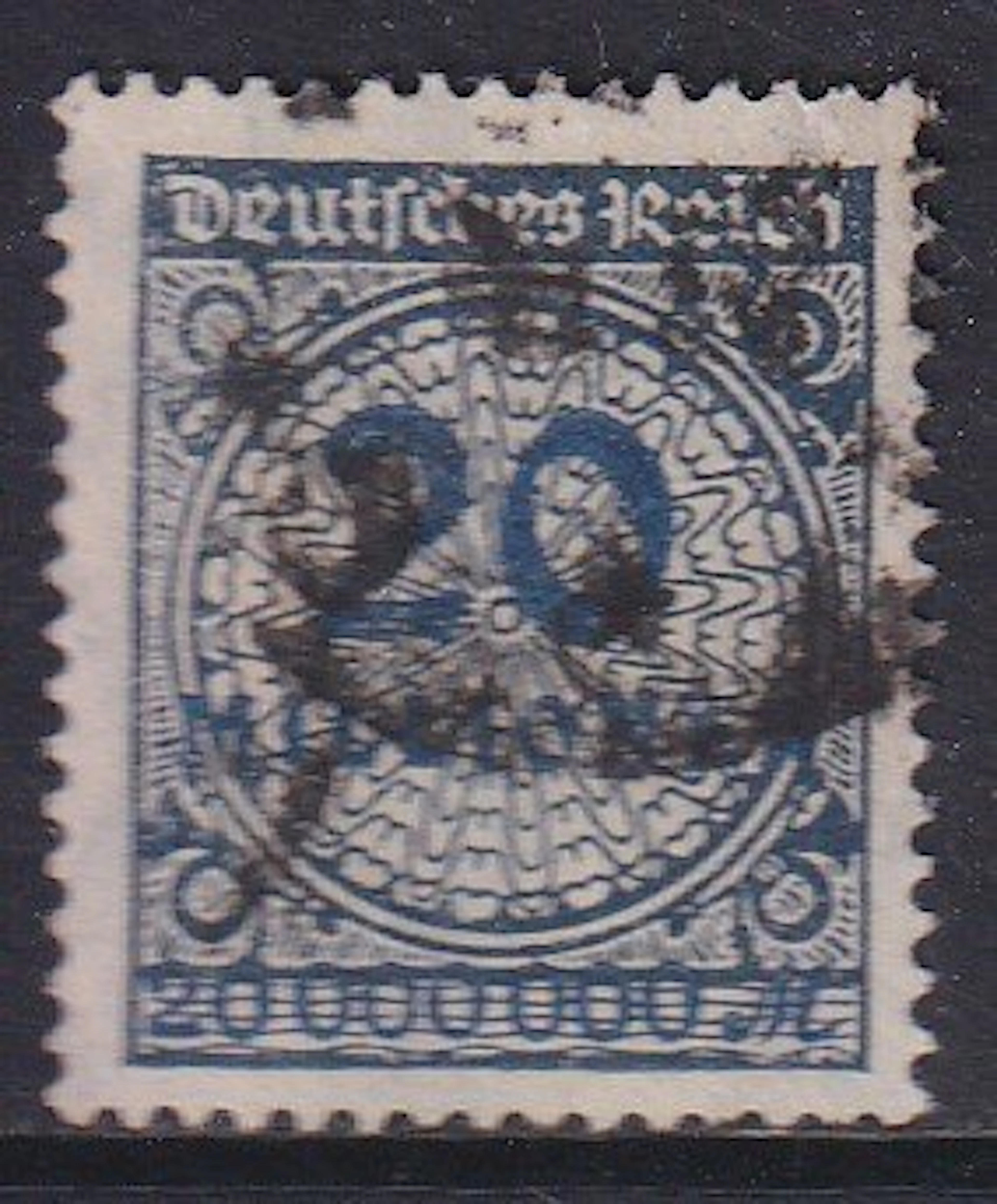 German Empire 1923 - 20 million M: black-blue to black-gray ultramarine