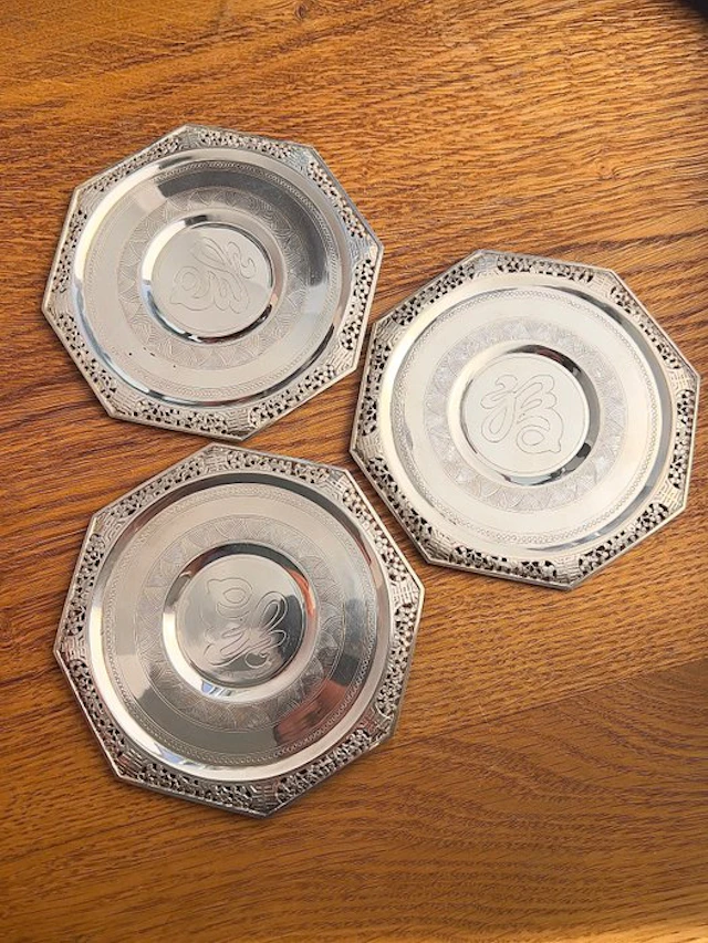 Phu Loi Tea Saucer Silver Vietnam .900 - Salver (3) - .900 silver