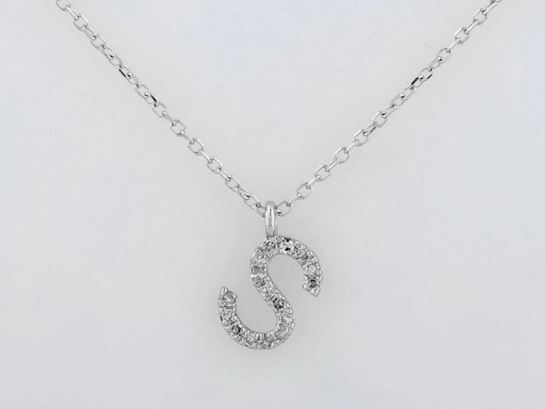 Necklace with pendant - 14 kt. White gold - 0.07ct. tw. Diamond (Natural)