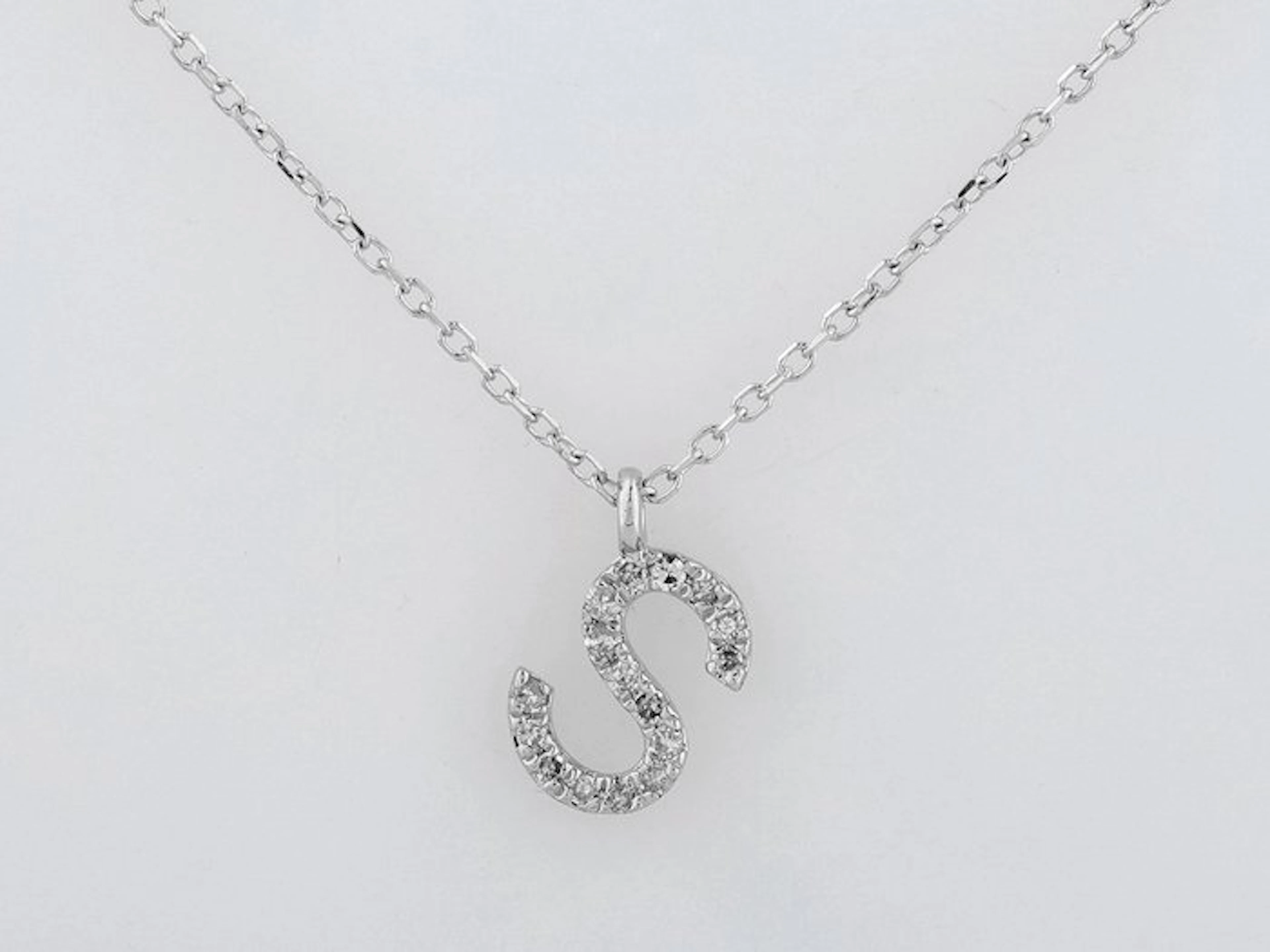 Necklace with pendant - 14 kt. White gold - 0.07ct. tw. Diamond (Natural)