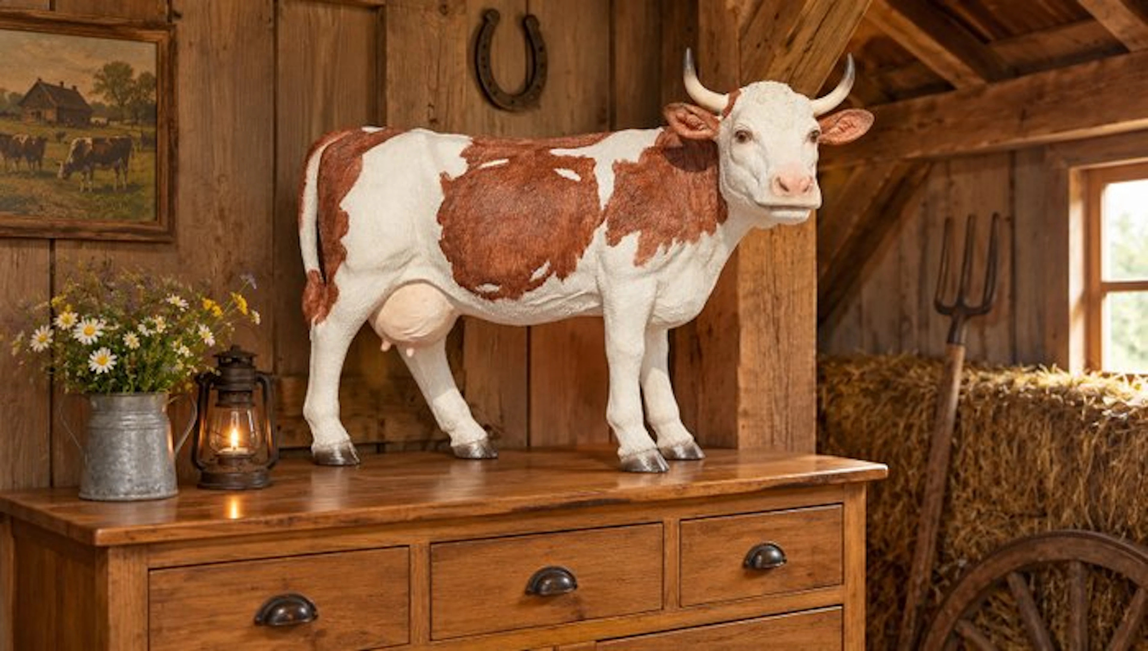 Statue, Realistisch koeienbeeld - 30 cm - resin
