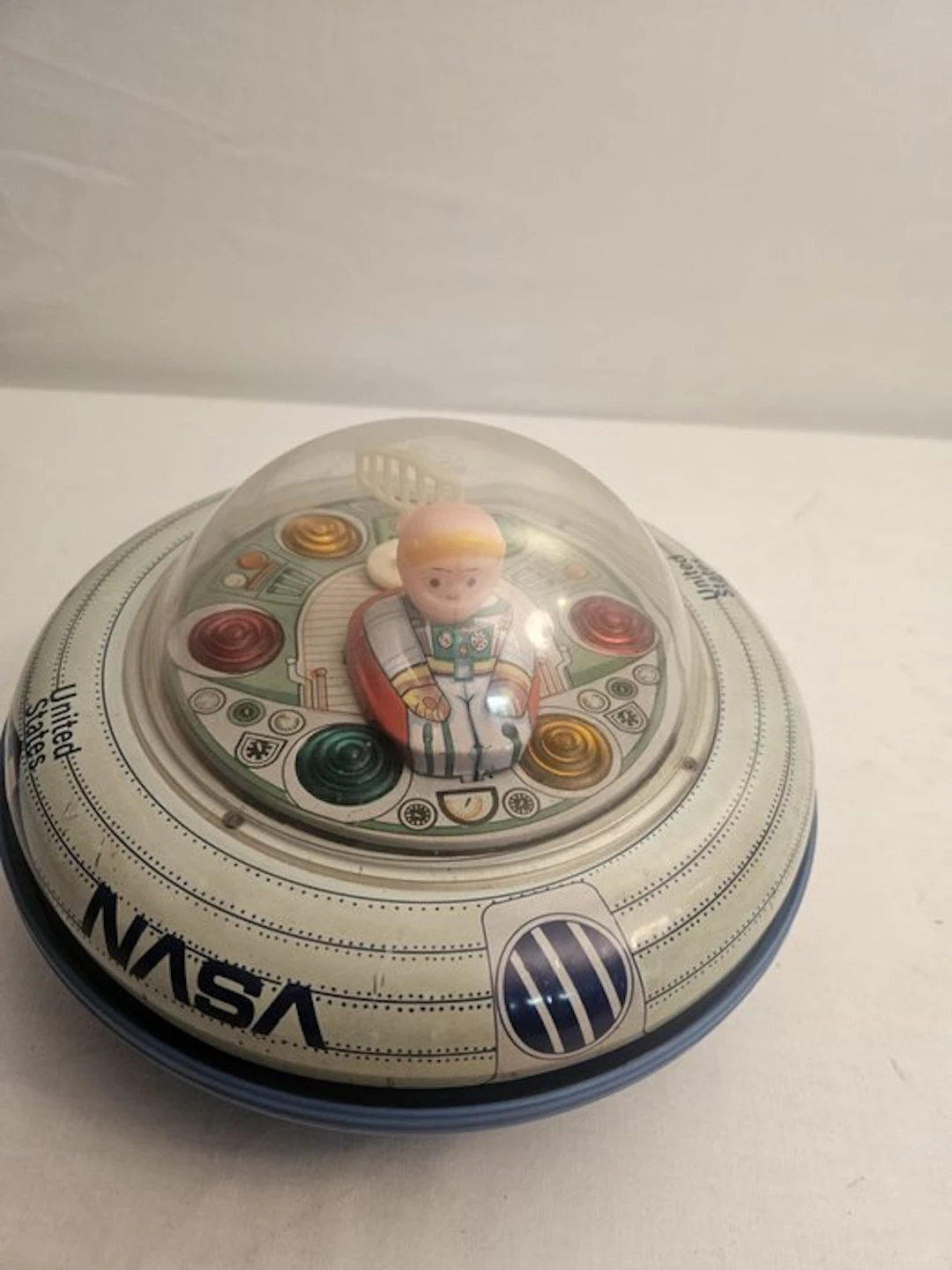 Tn - Toy Tin speelgoed vliegende schotel met NASA opdruk - 1970-1980 - Taiwan