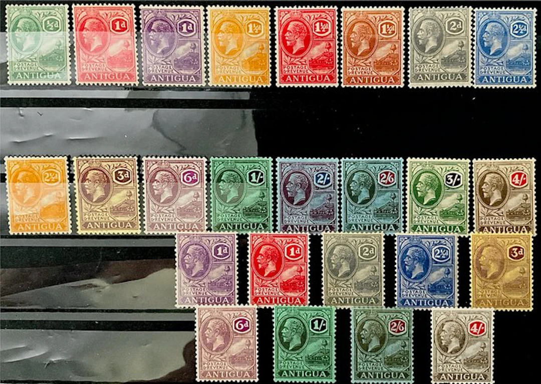 Brittiska samväldet 1921 - Antigua - King George V. Michel nr. 45-60 överkomplett, oanvänt MH * Köpvärde: ca. 400:-€+ - Michel