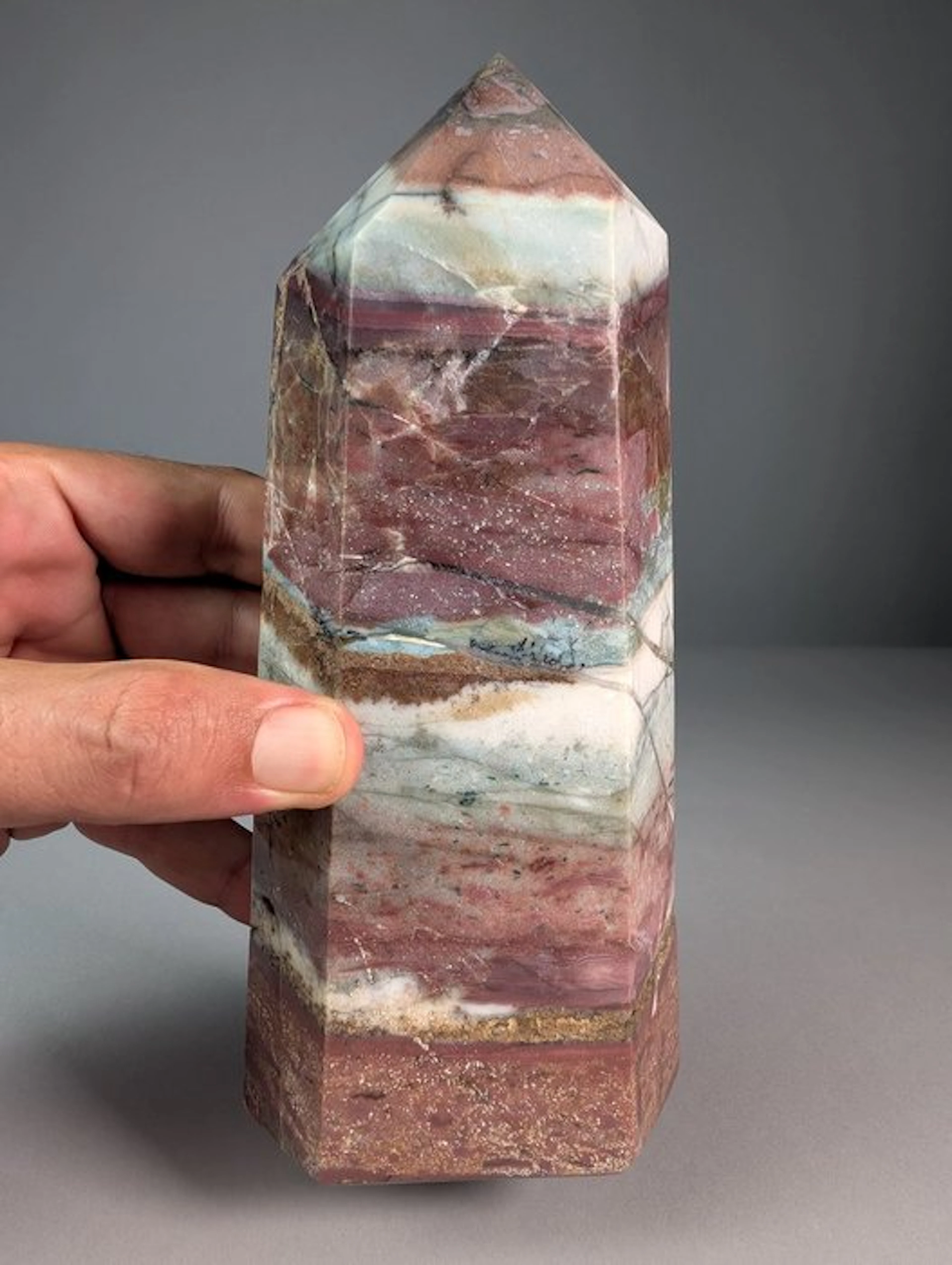 Prism of oceanic jasper prism - Height: 20 cm - Width: 8.8 cm- 1440 g