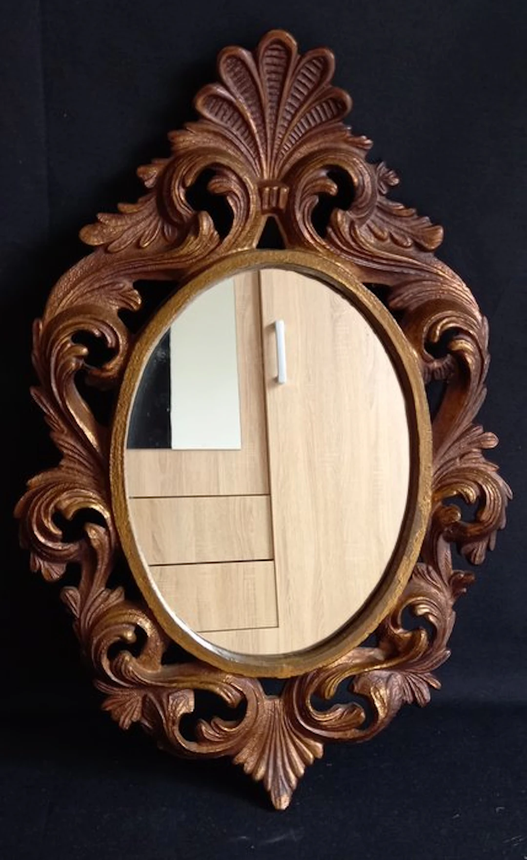 Mirror - Patinated bronze - Baroque wall mirror