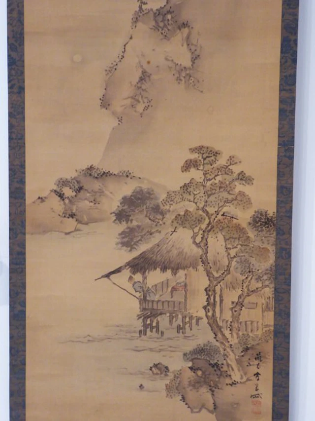 House by the Lake, Saeki Gantai(1785-1865) - Paper - Japan - Late Edo period