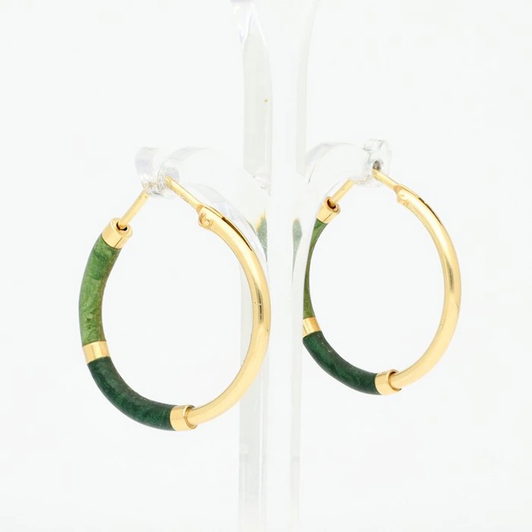 Earrings - 18 kt. Yellow gold - Enamel