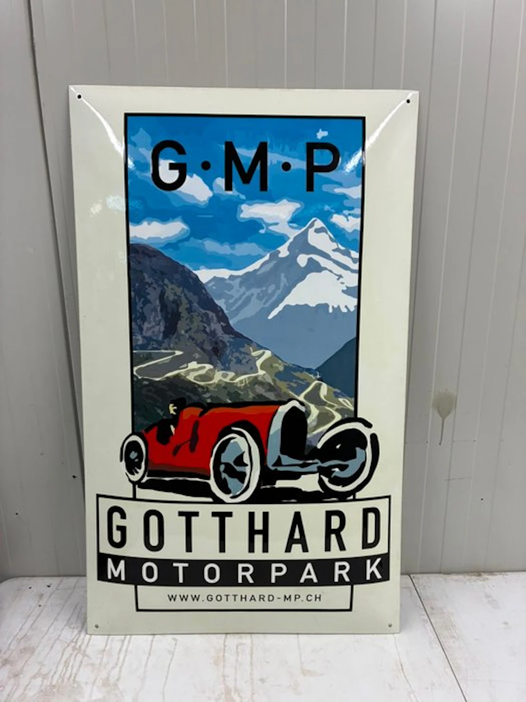 GMP Gotthard Motorpark – XXL Emaille Reclamebord –...