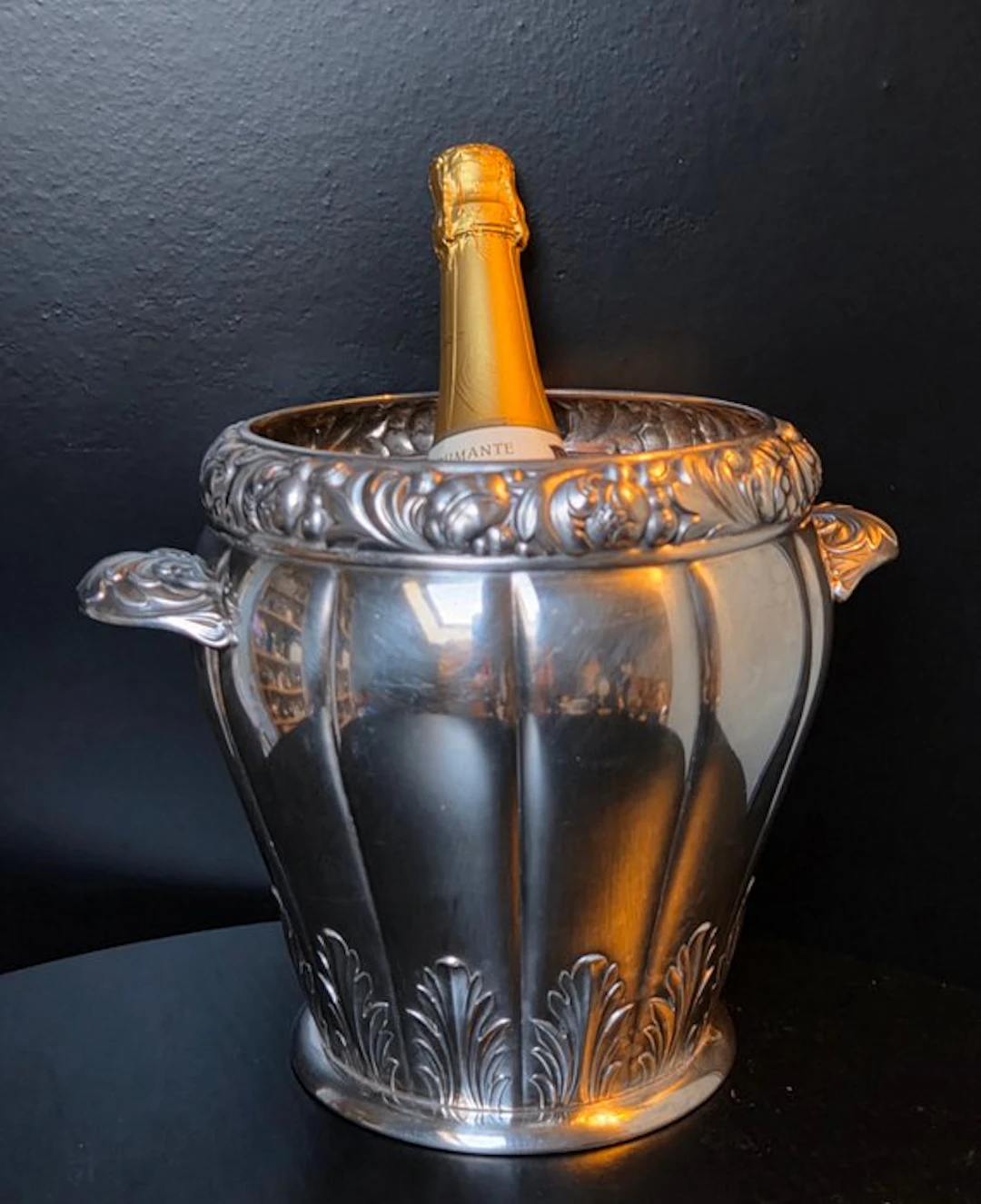 Wine cooler - Antique Art Deco/Baroque Silver-Plated Ice...