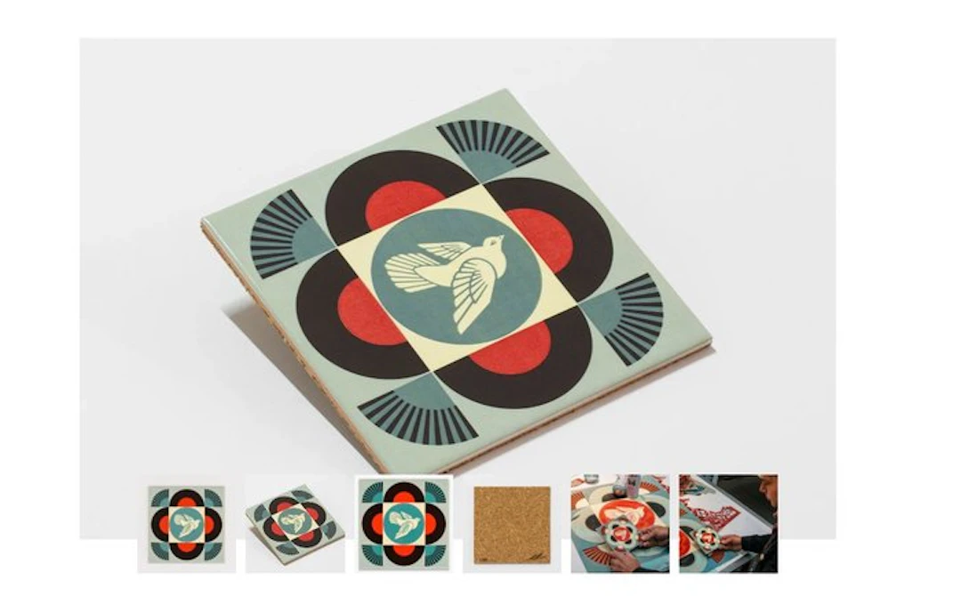 Shepard Fairey (OBEY) (1970) - Geometric Dove (Black) Tile