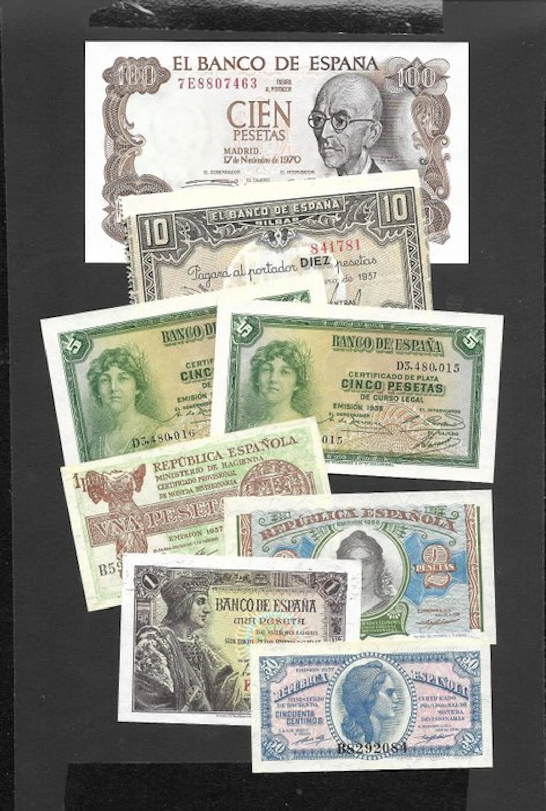 Spain. - 10 Banknotes - various dates (No reserve price)