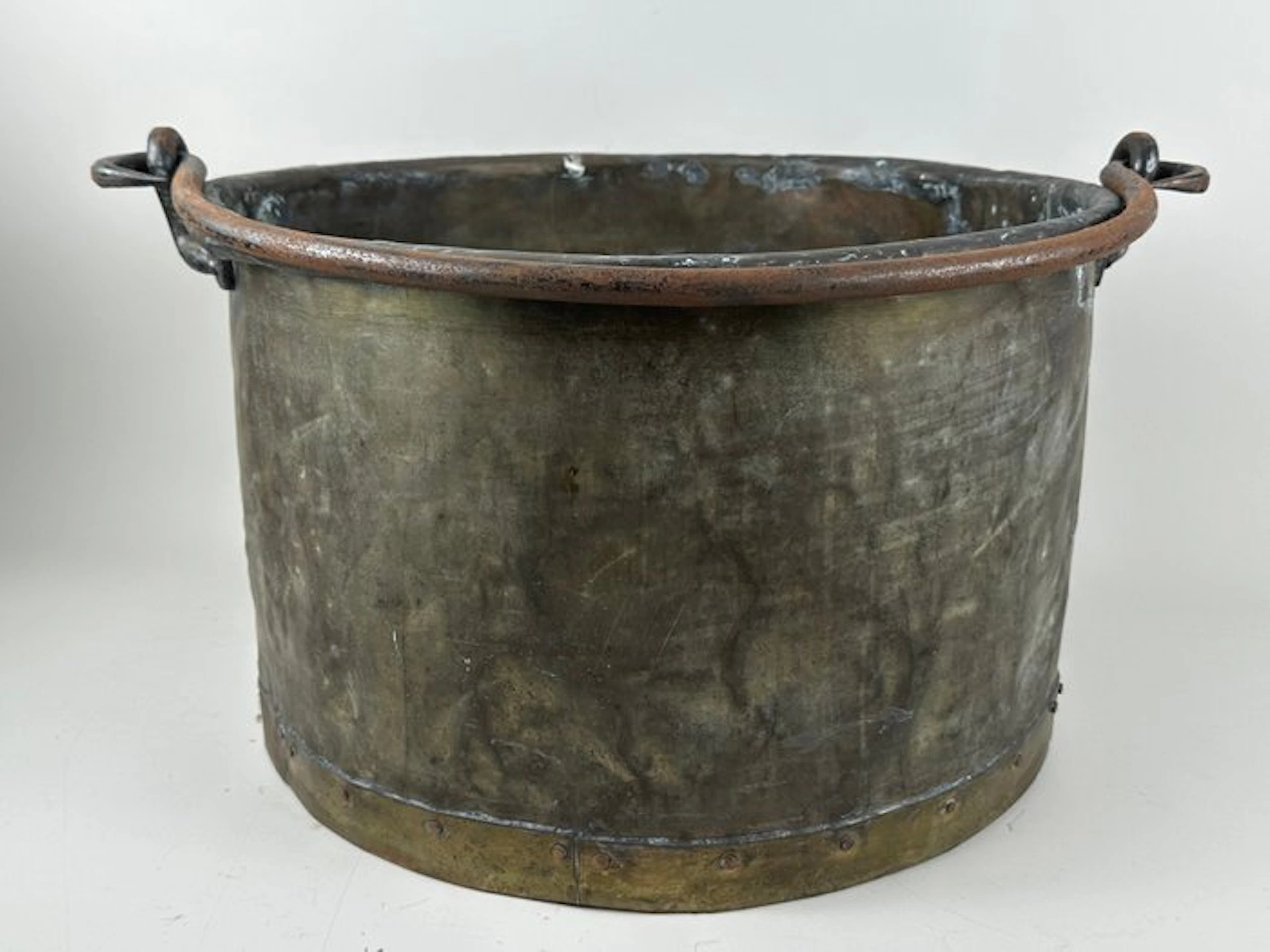 Basket - Copper, Metal - A large log basket