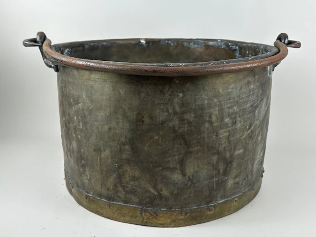 Basket - Copper, Metal - A large log basket
