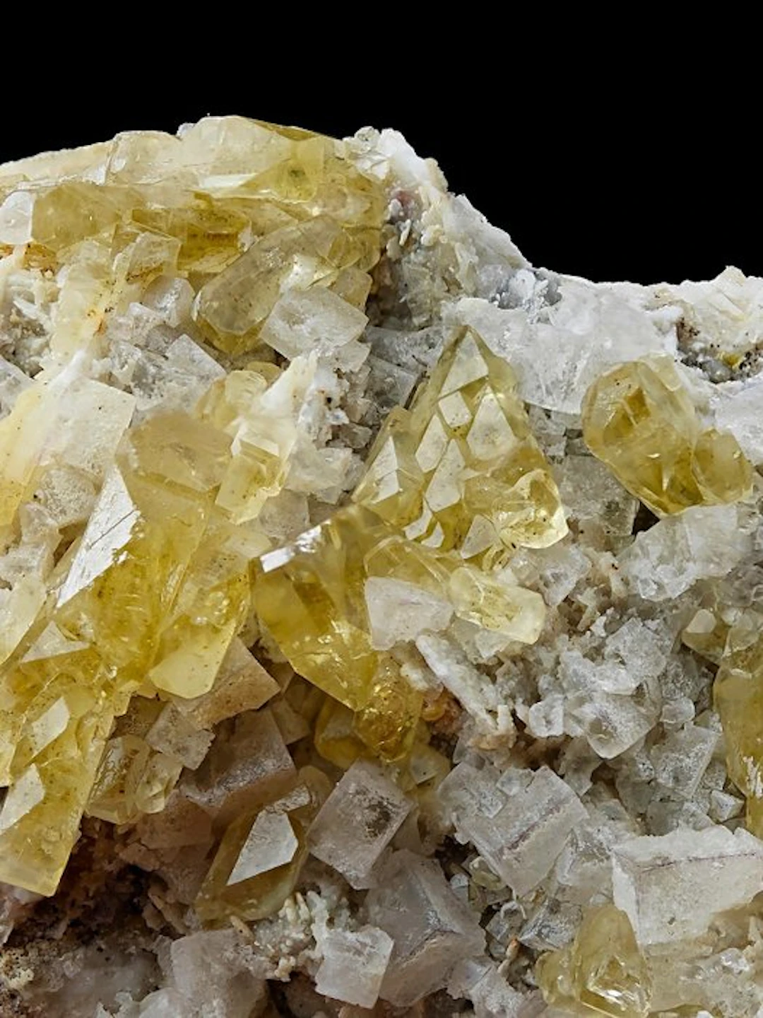 Splendid honey-yellow barite with fluorite