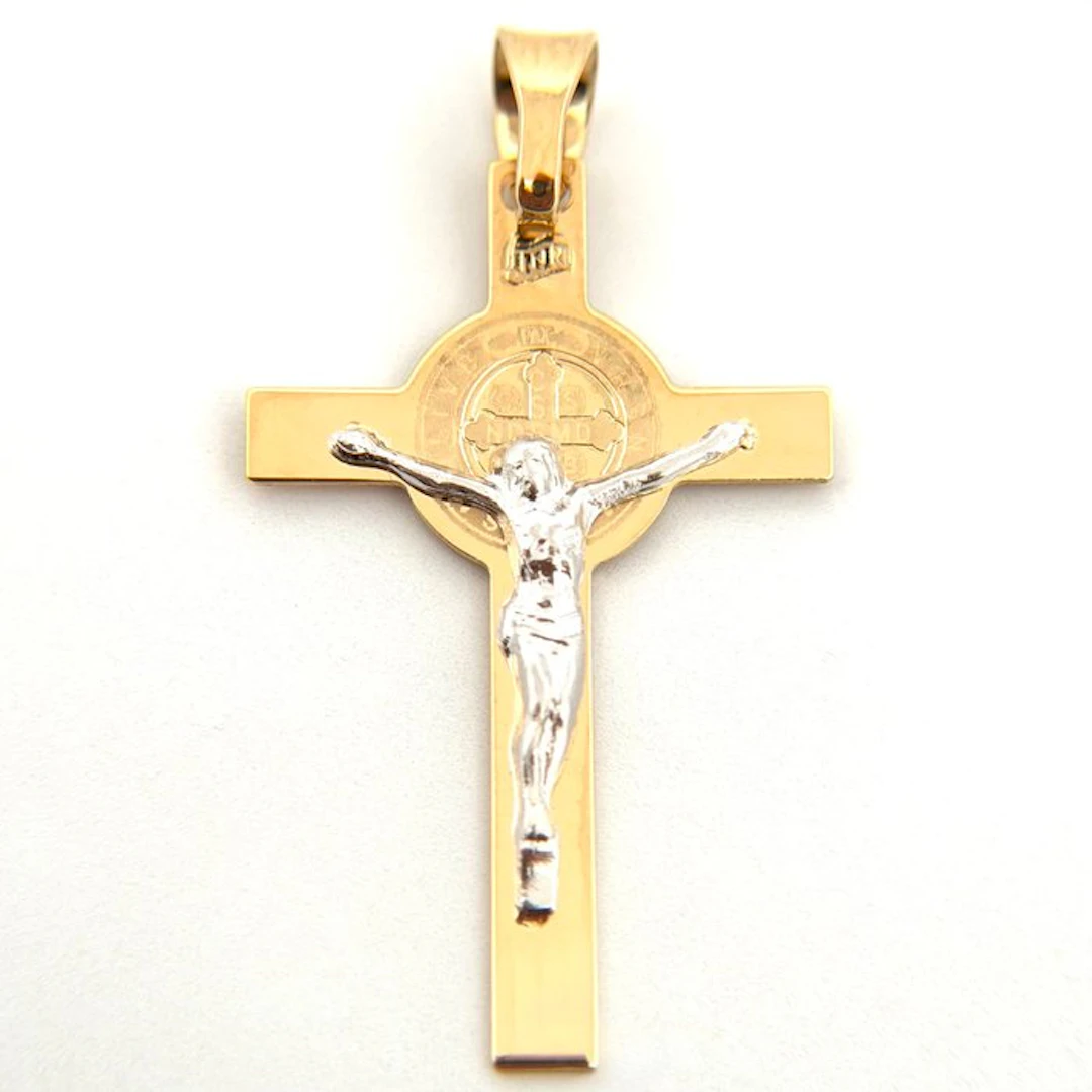 Pendant - 18 kt. Yellow gold, White gold - Saint Benedict's Cross