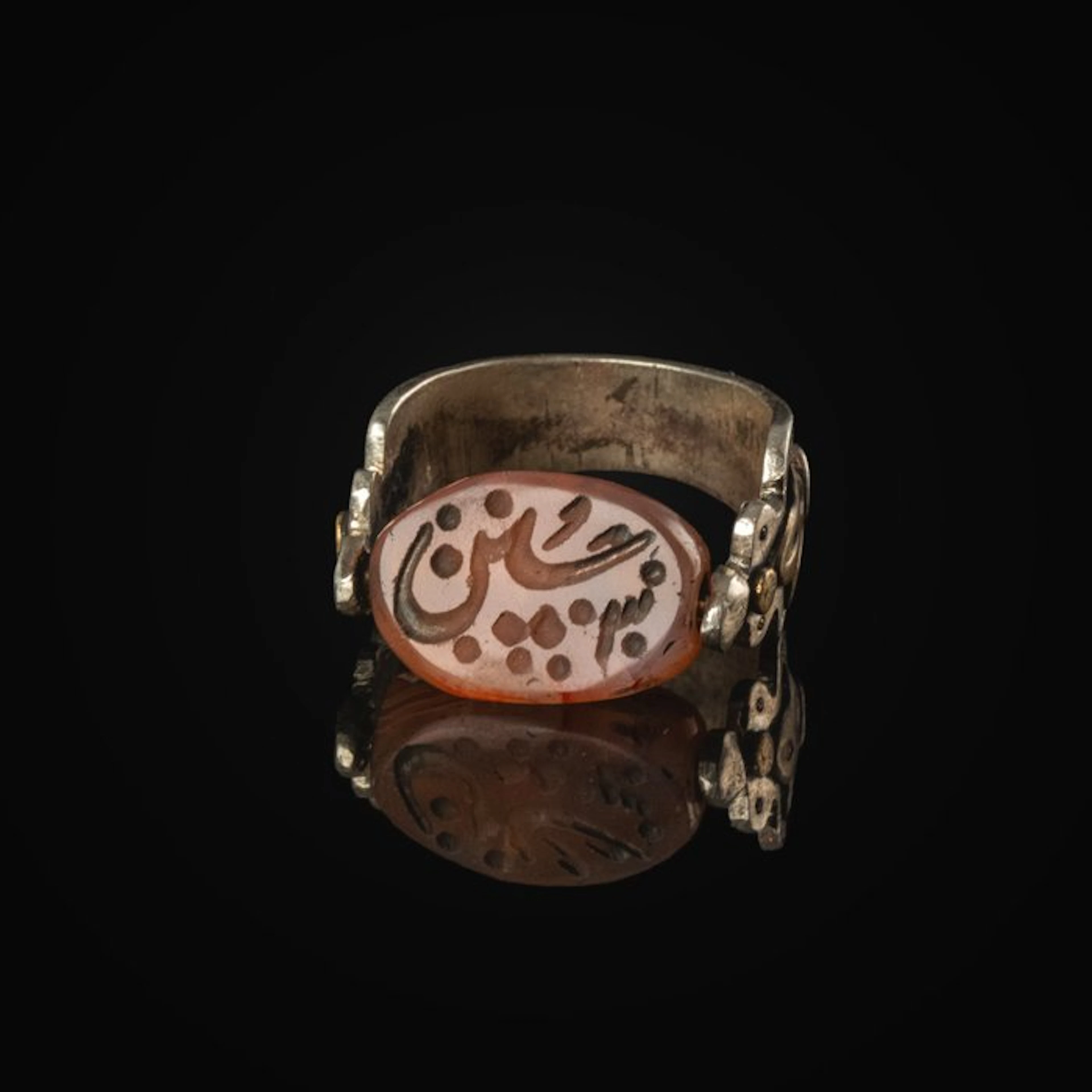 Ottoman Empire Silver Swivel Ring with Carnelian Intaglio...