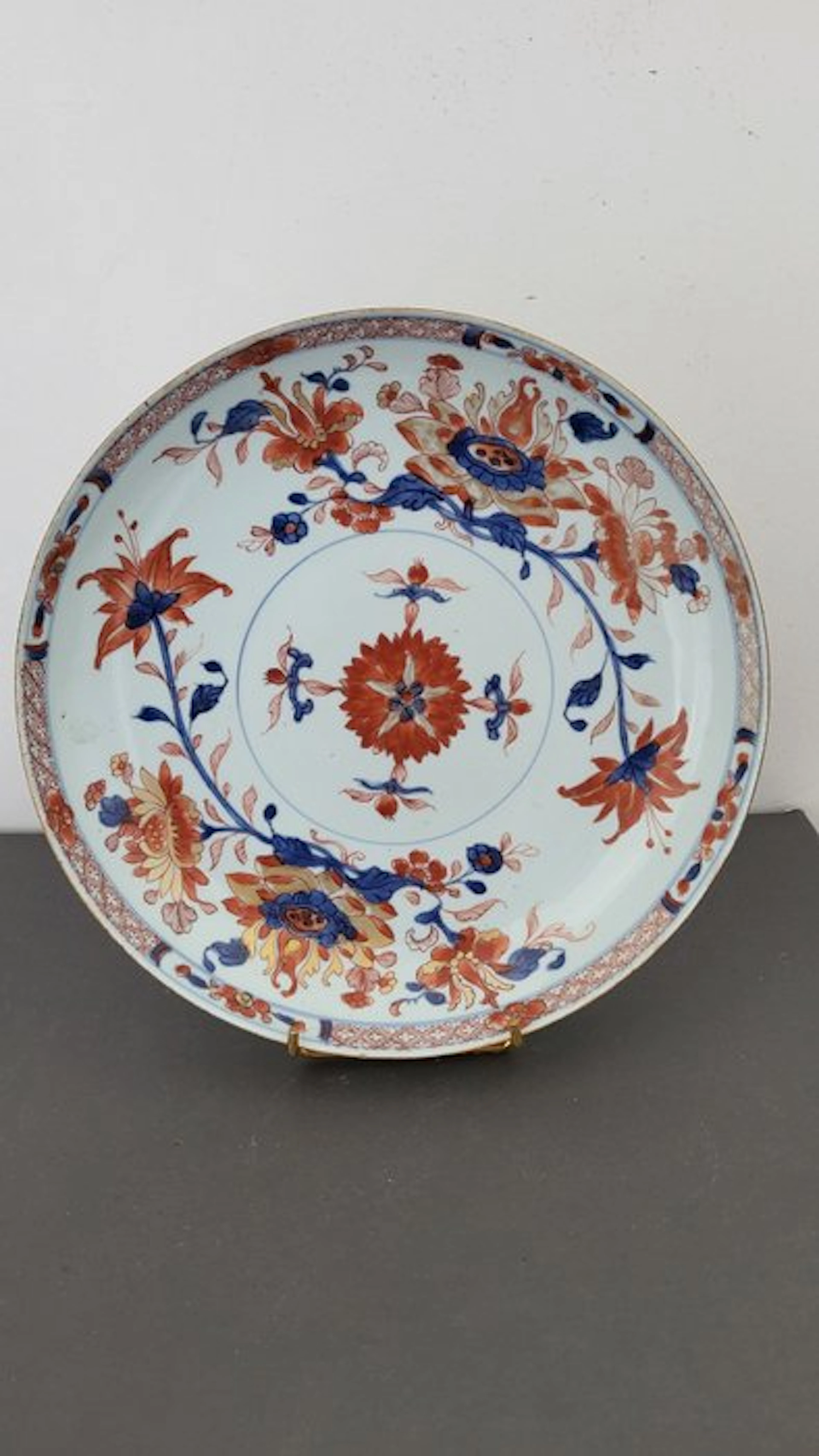 Plate - chine Kangxi belle assiette imari - Porcelain - large deep dish