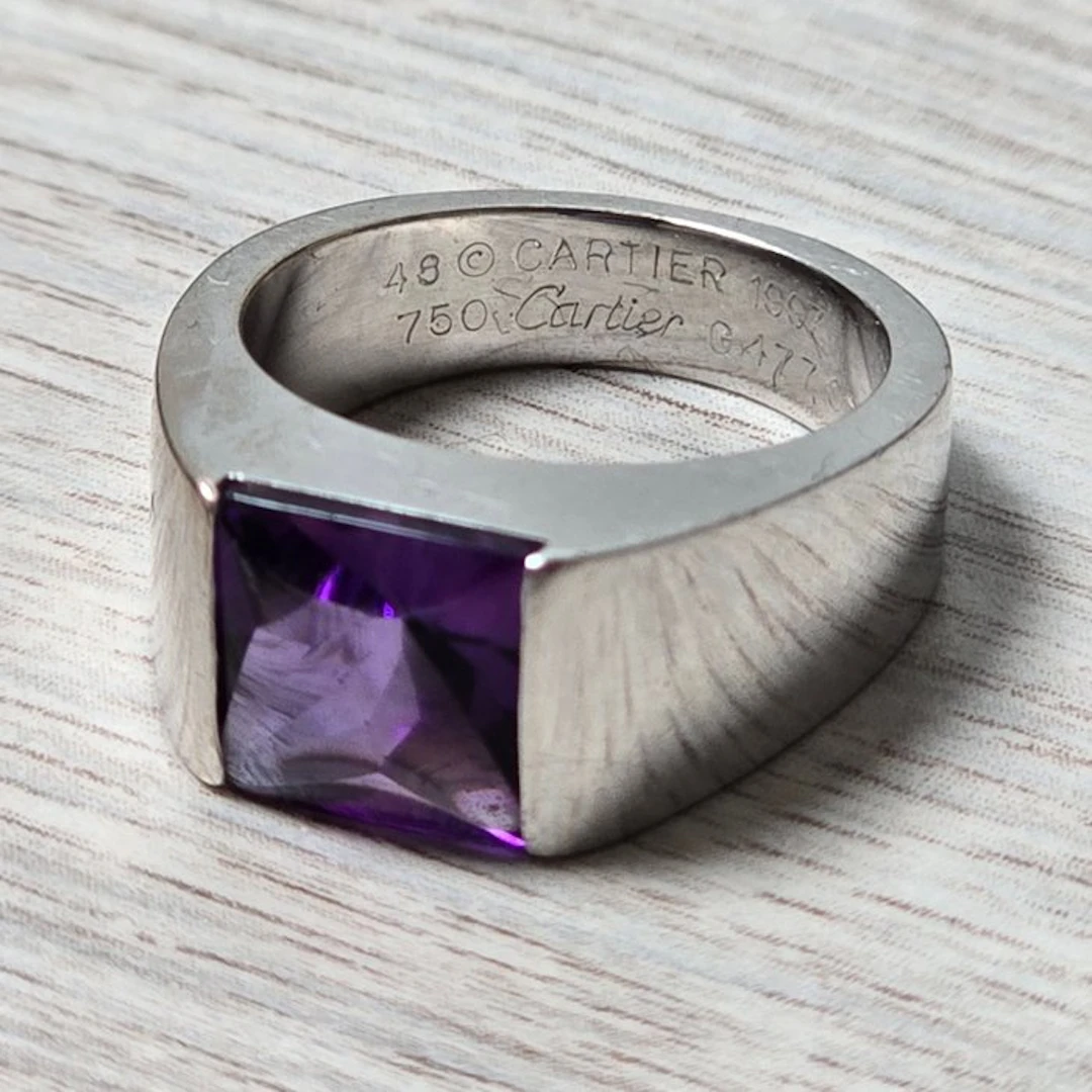 No reserve price - Cartier - Ring - 18 kt. White gold Amethyst