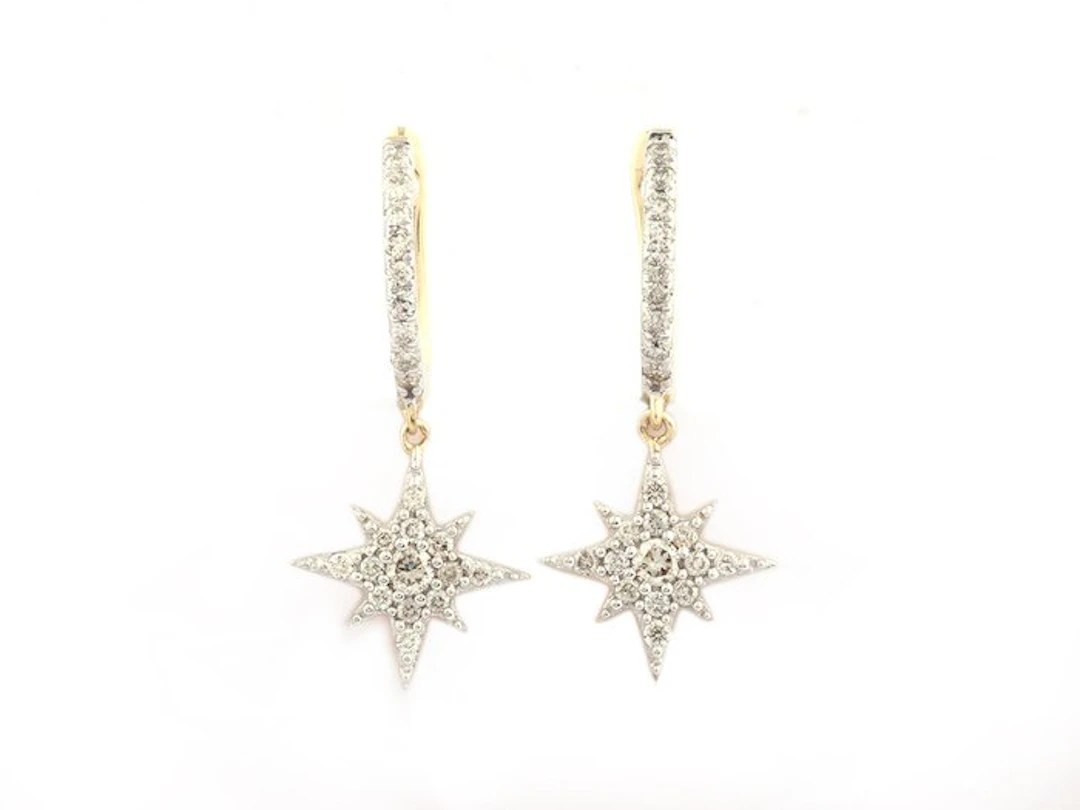 No reserve price - Earrings - 14 kt. Yellow gold - 0.31ct. tw. Diamond