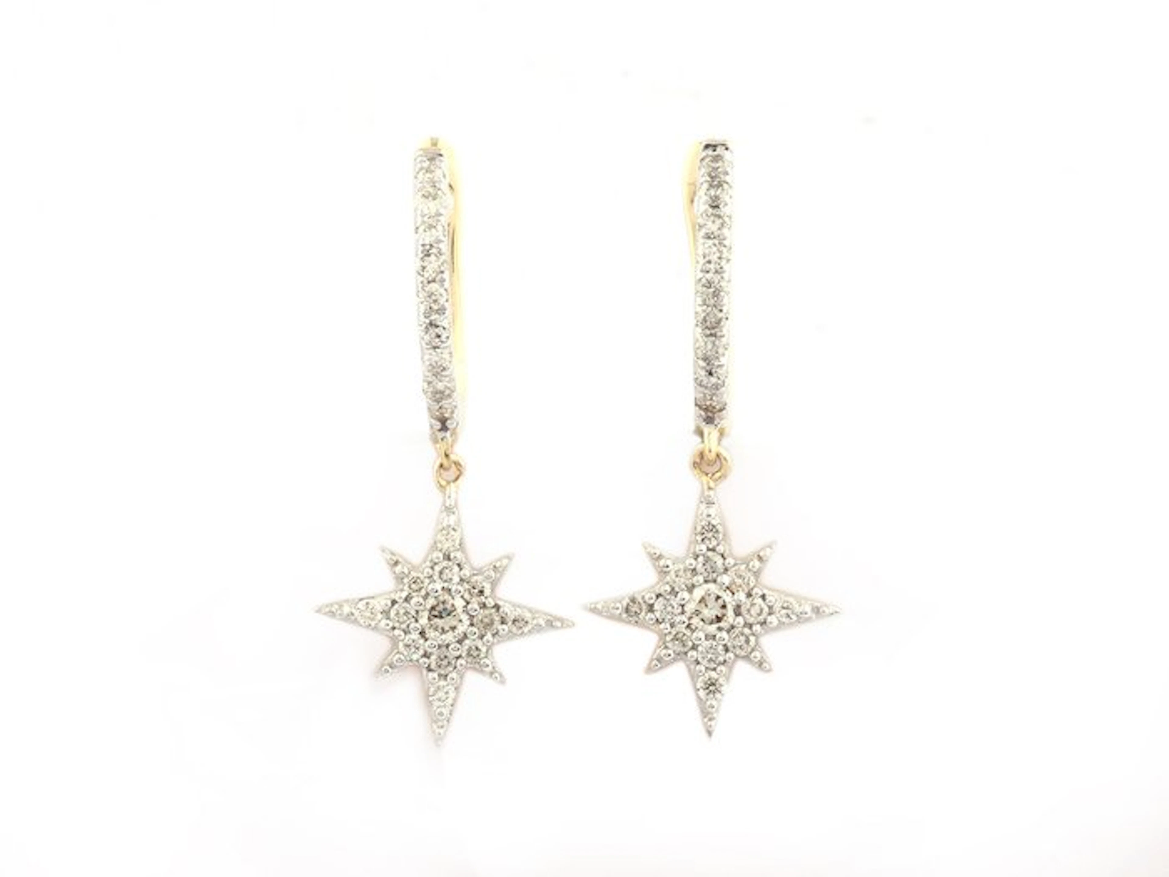 No reserve price - Earrings - 14 kt. Yellow gold - 0.31ct. tw. Diamond