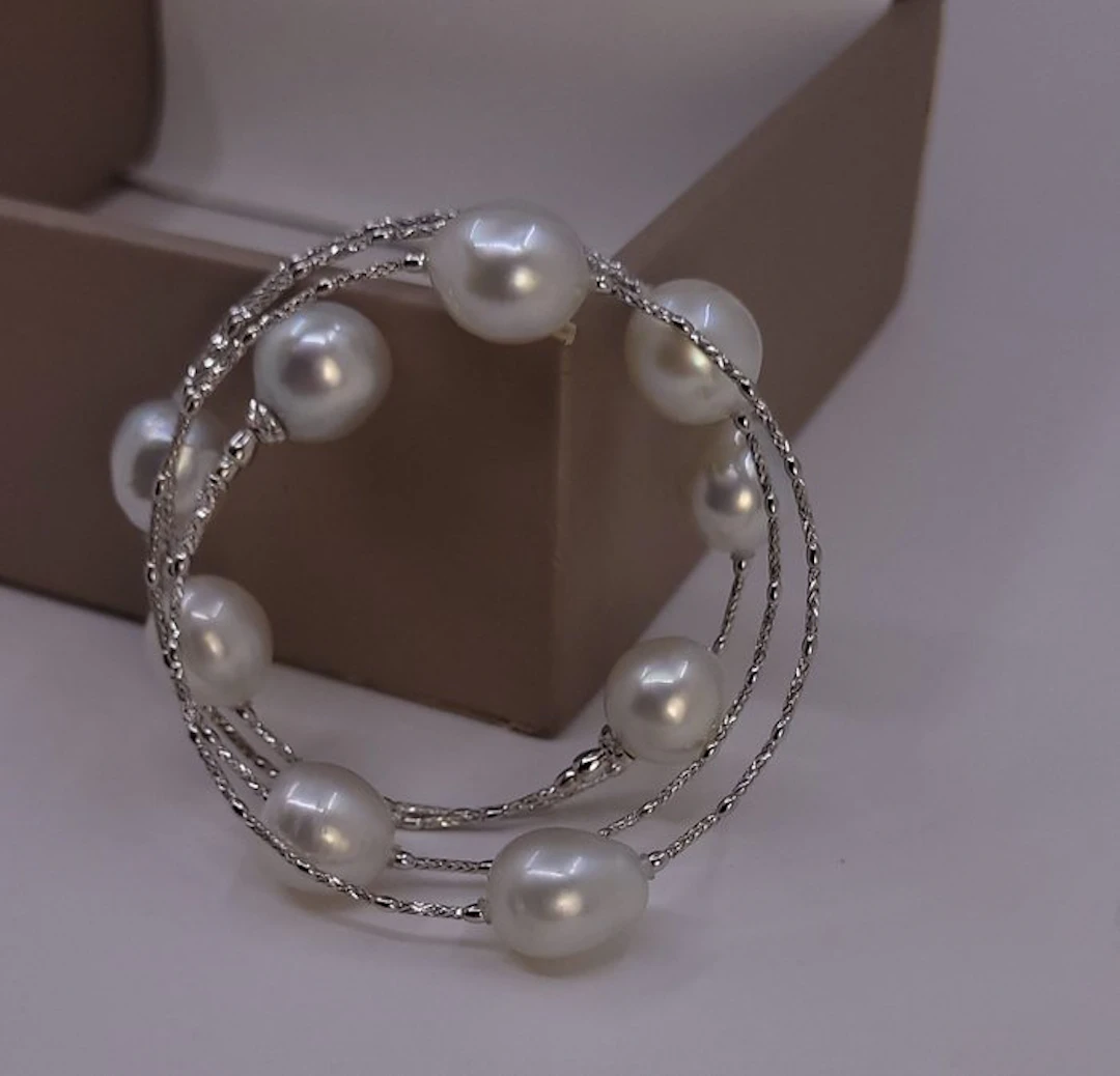 Bracelet - 18 kt. ALGT Certified White South Sea Pearls, White gold