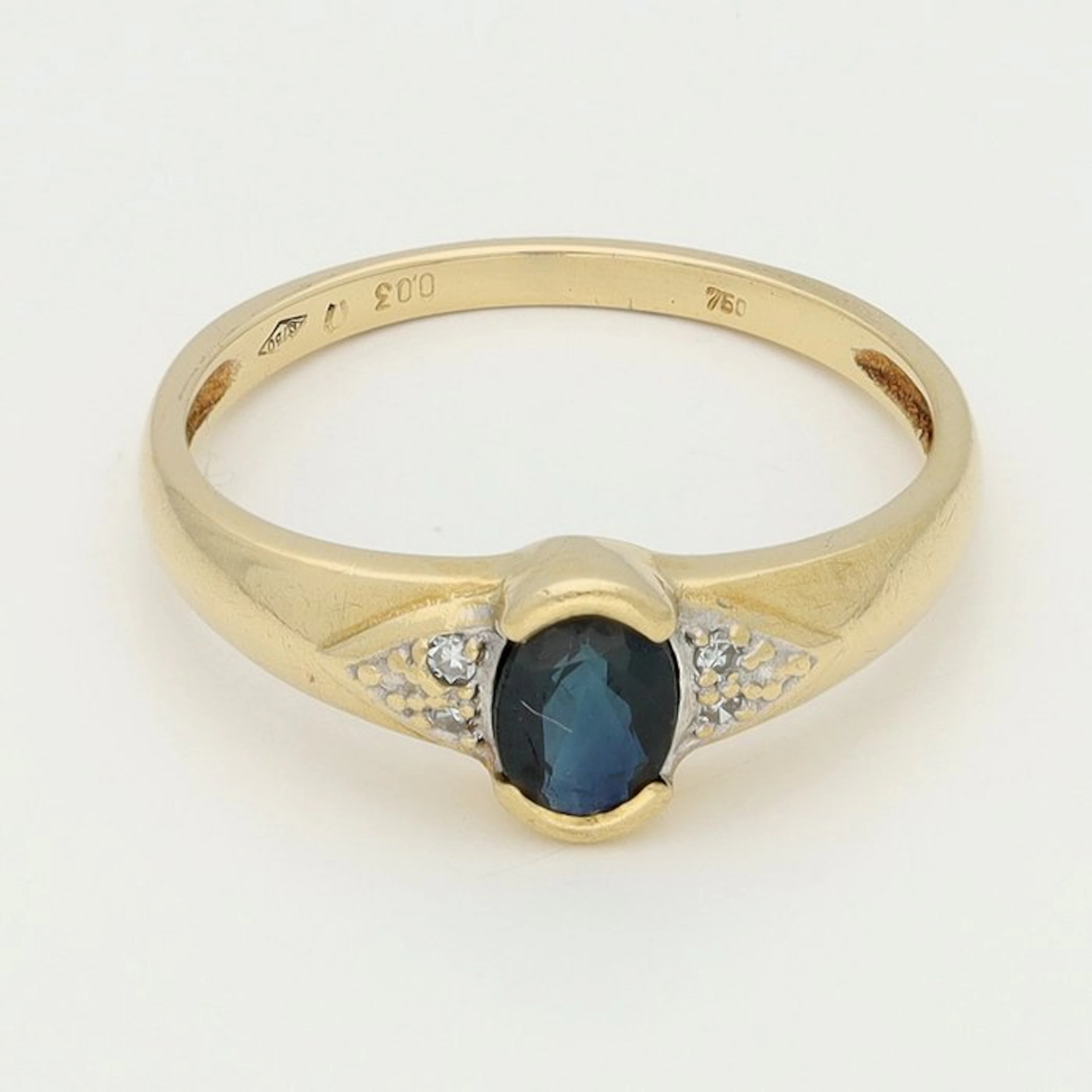 Ring - 18 kt. Yellow gold - Diamond - Sapphire