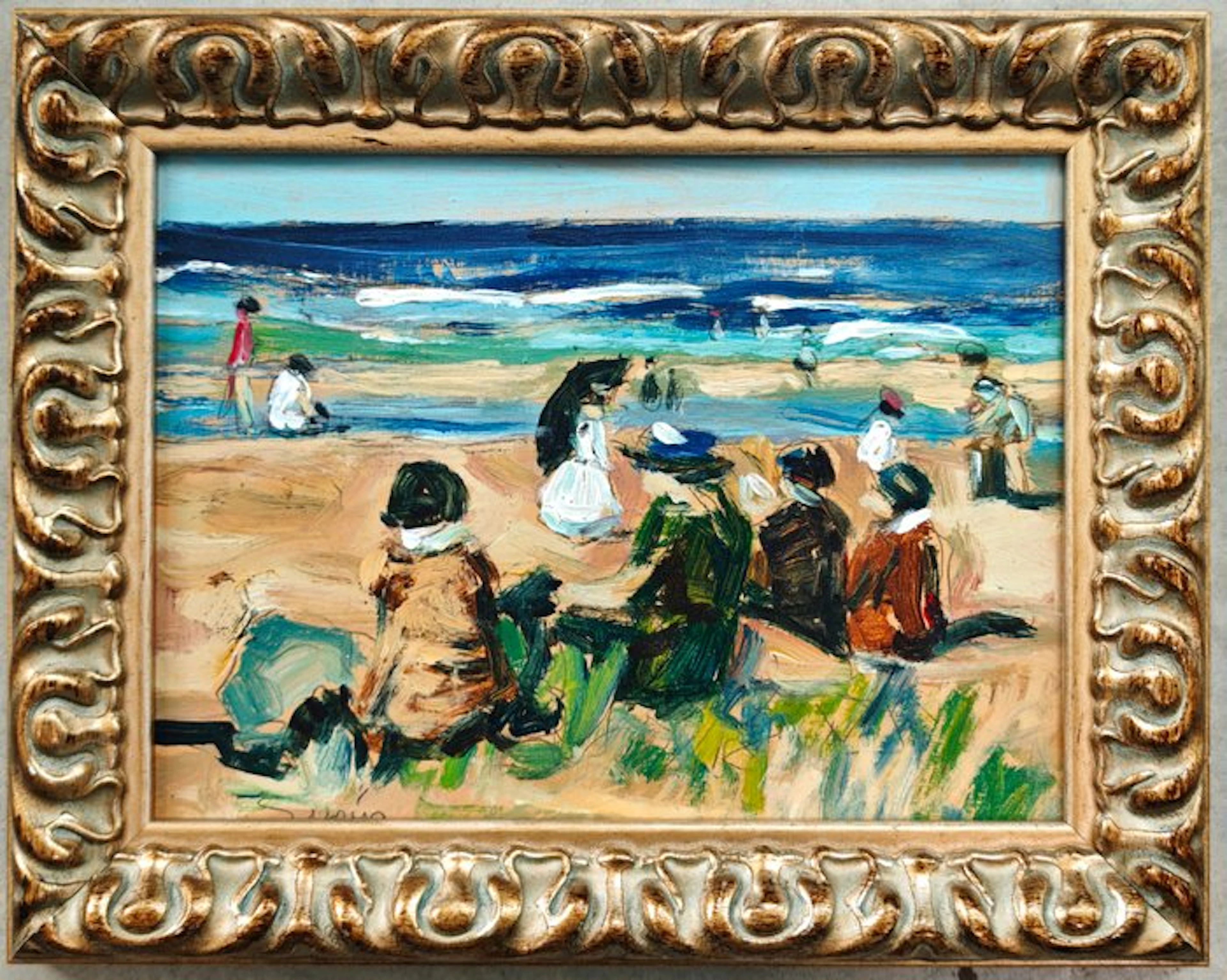 École postimpressionniste espagnole (XX) - Scène de plage - NO RESERVE