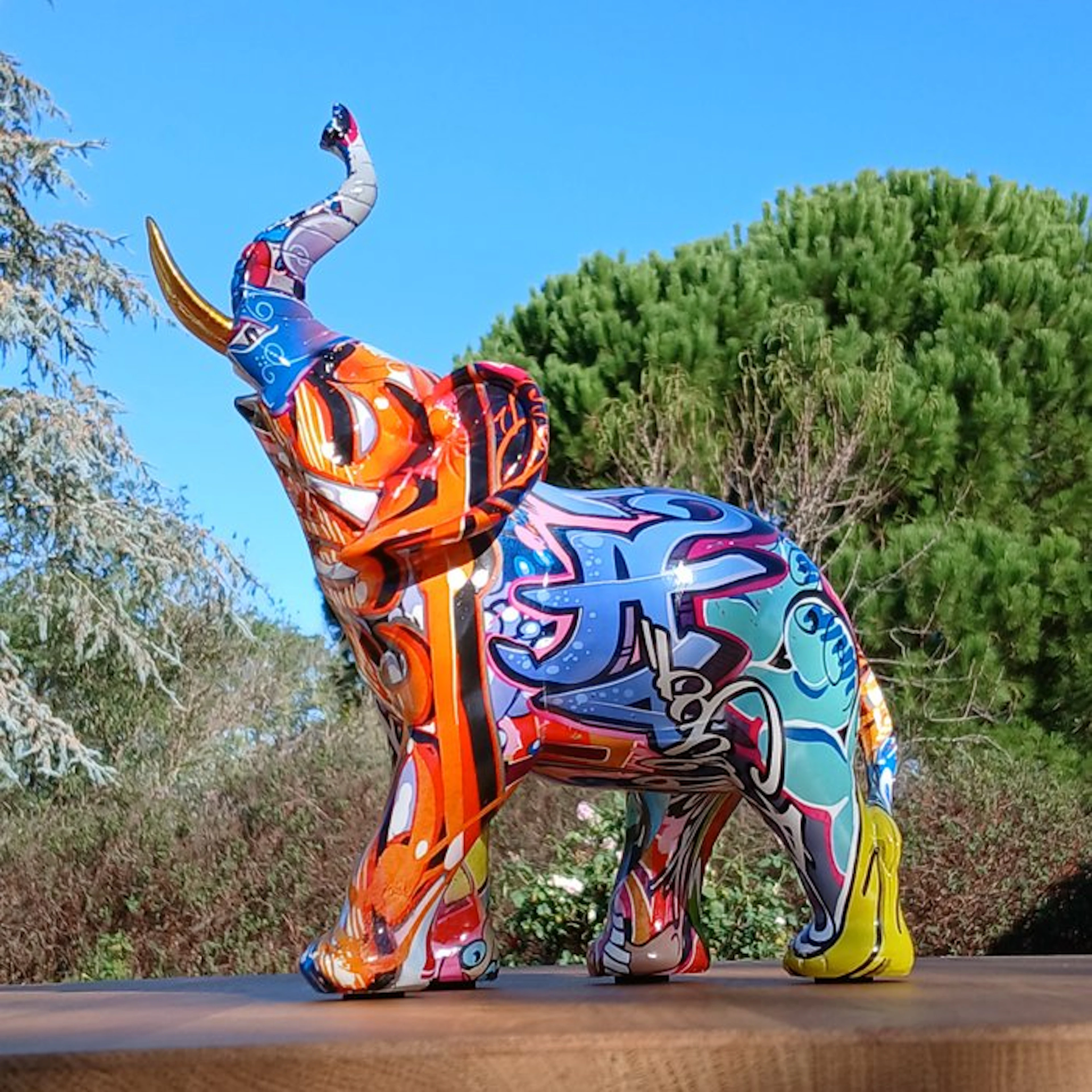 Sculpture, Eléphant Pop Art - 26 cm - Resin