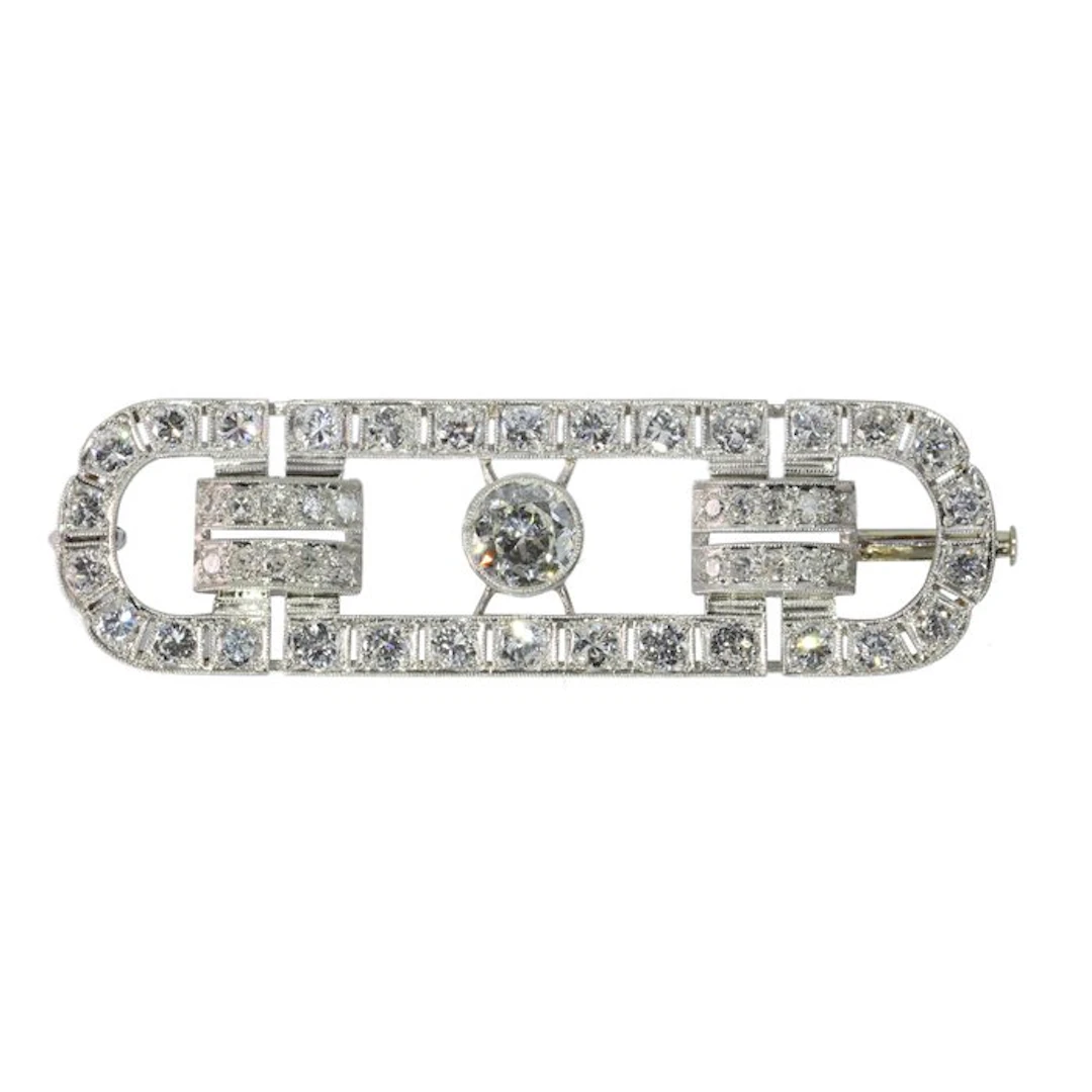 Brooch Platinum - 4.92ct. tw. - Diamond - Vintage 1950