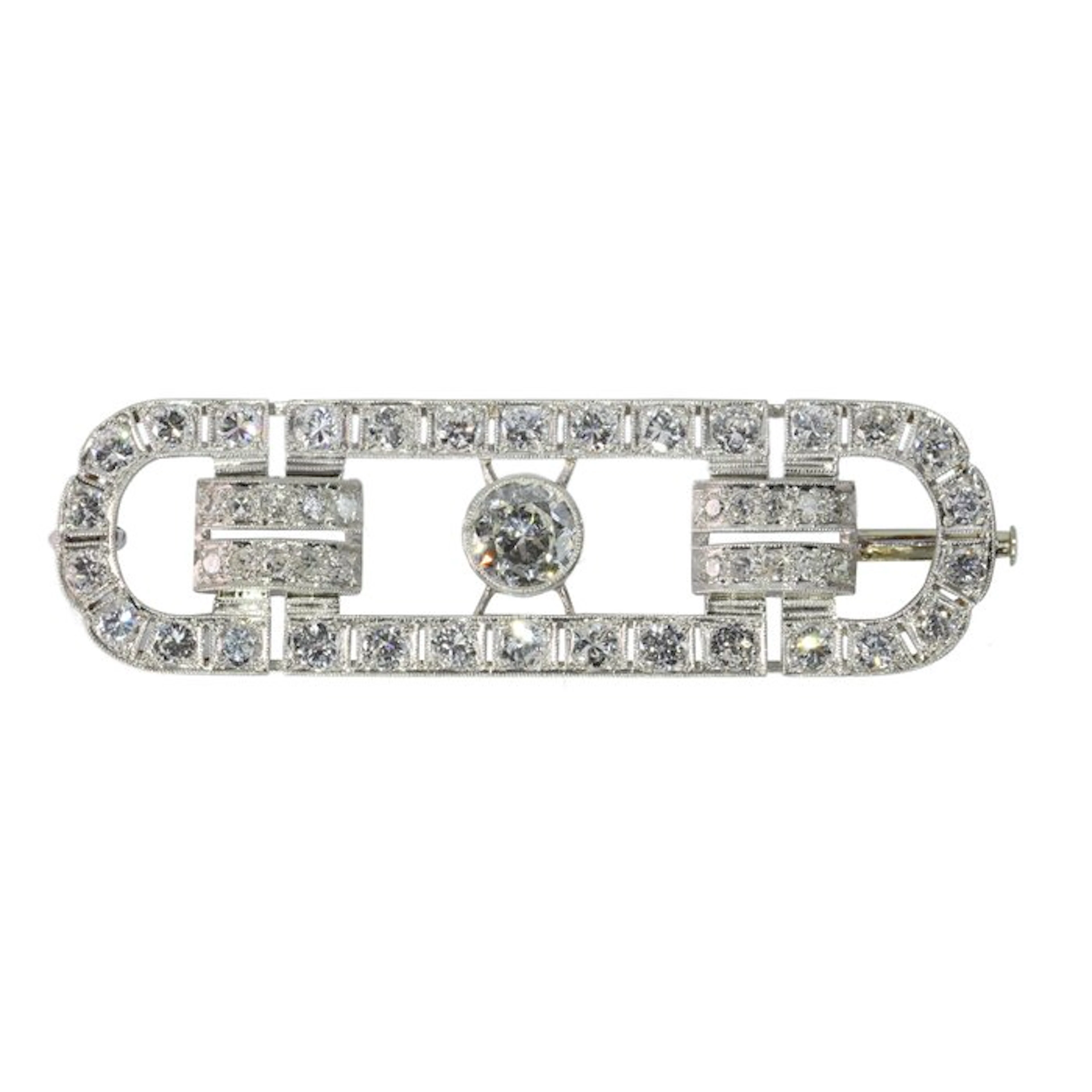 Brooch Platinum - 4.92ct. tw. - Diamond - Vintage 1950