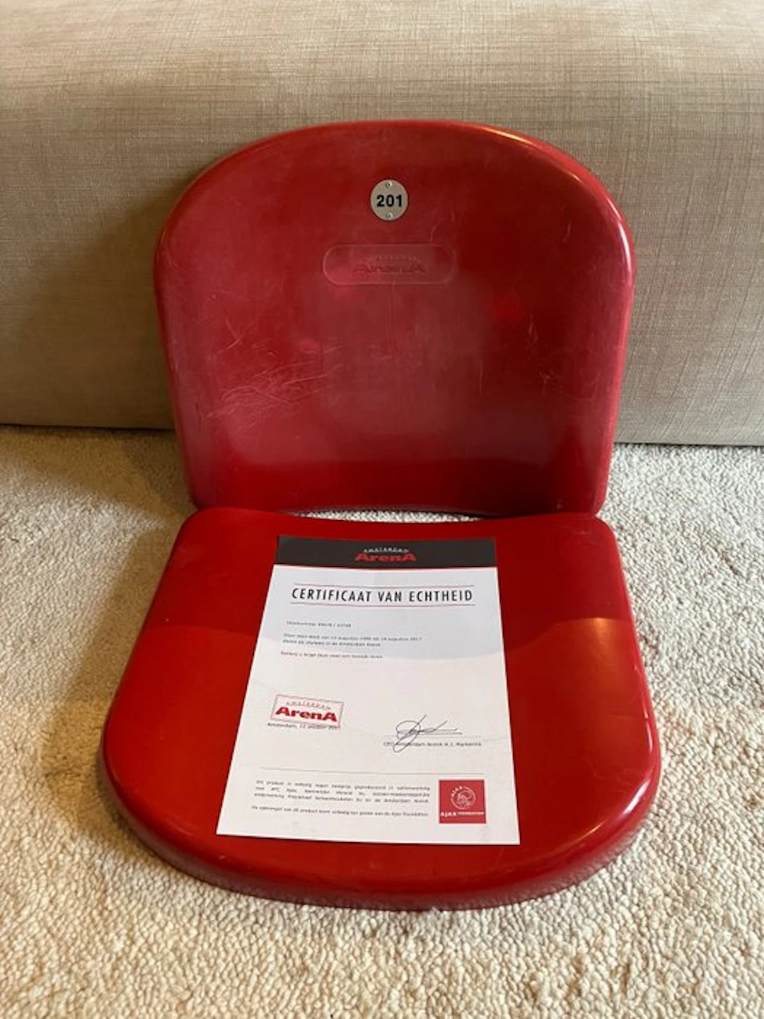 AFC Ajax - 1995 - Authentic Amsterdam ArenA seat - No. 201