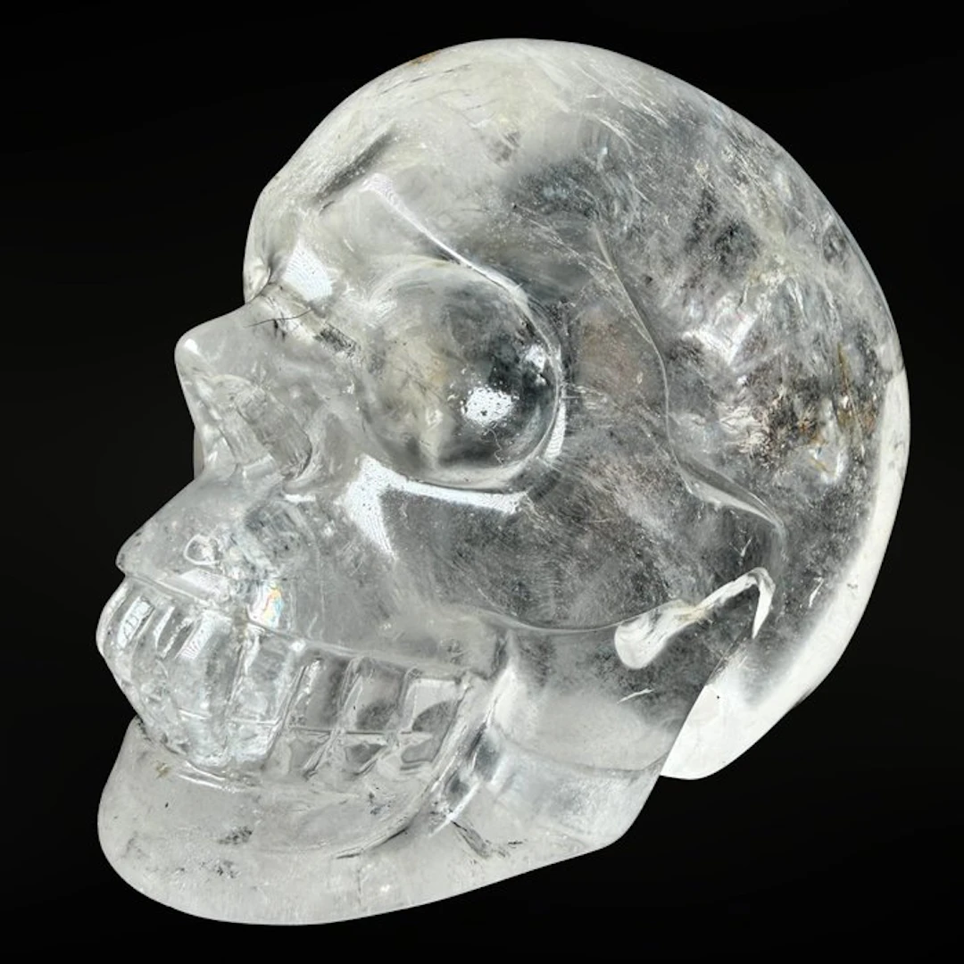 Quartz Garden Skull - Premium Carving - Height: 70 mm...