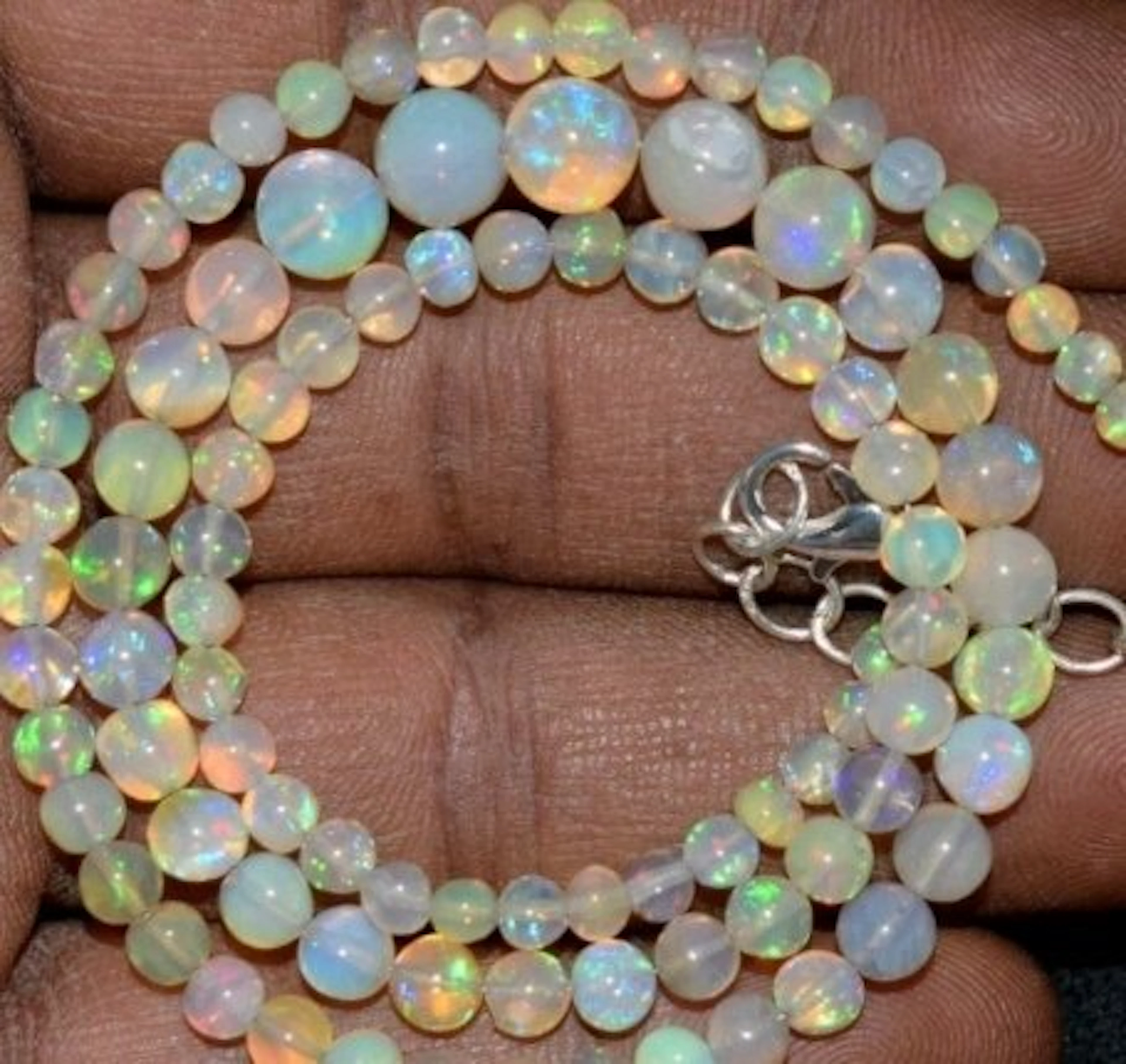 Opal A++ Necklace Opal Fire Round Pearls- 10 g - (1)